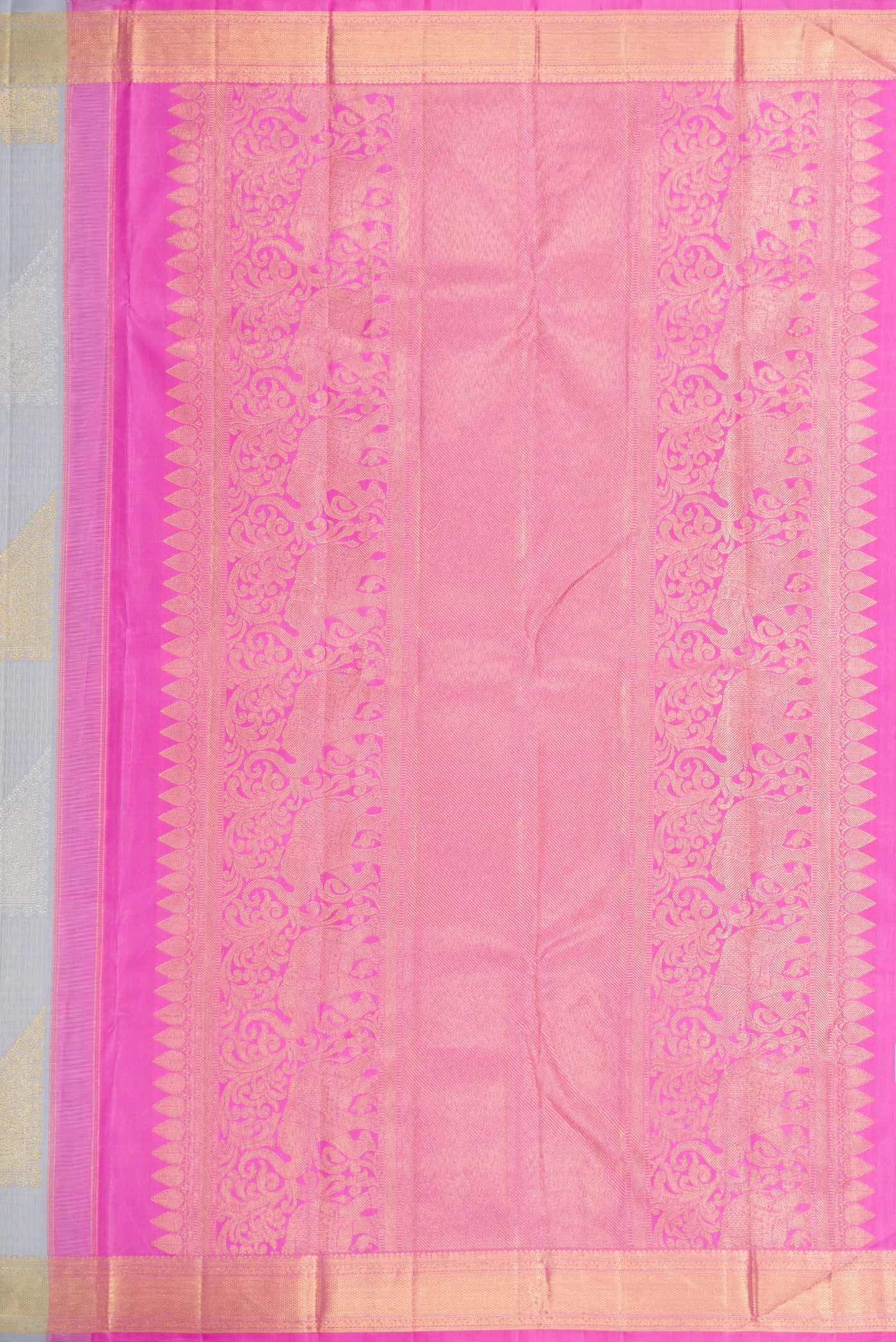 Grey Dual Tone Kanchipuram Silk Saree - Image 7