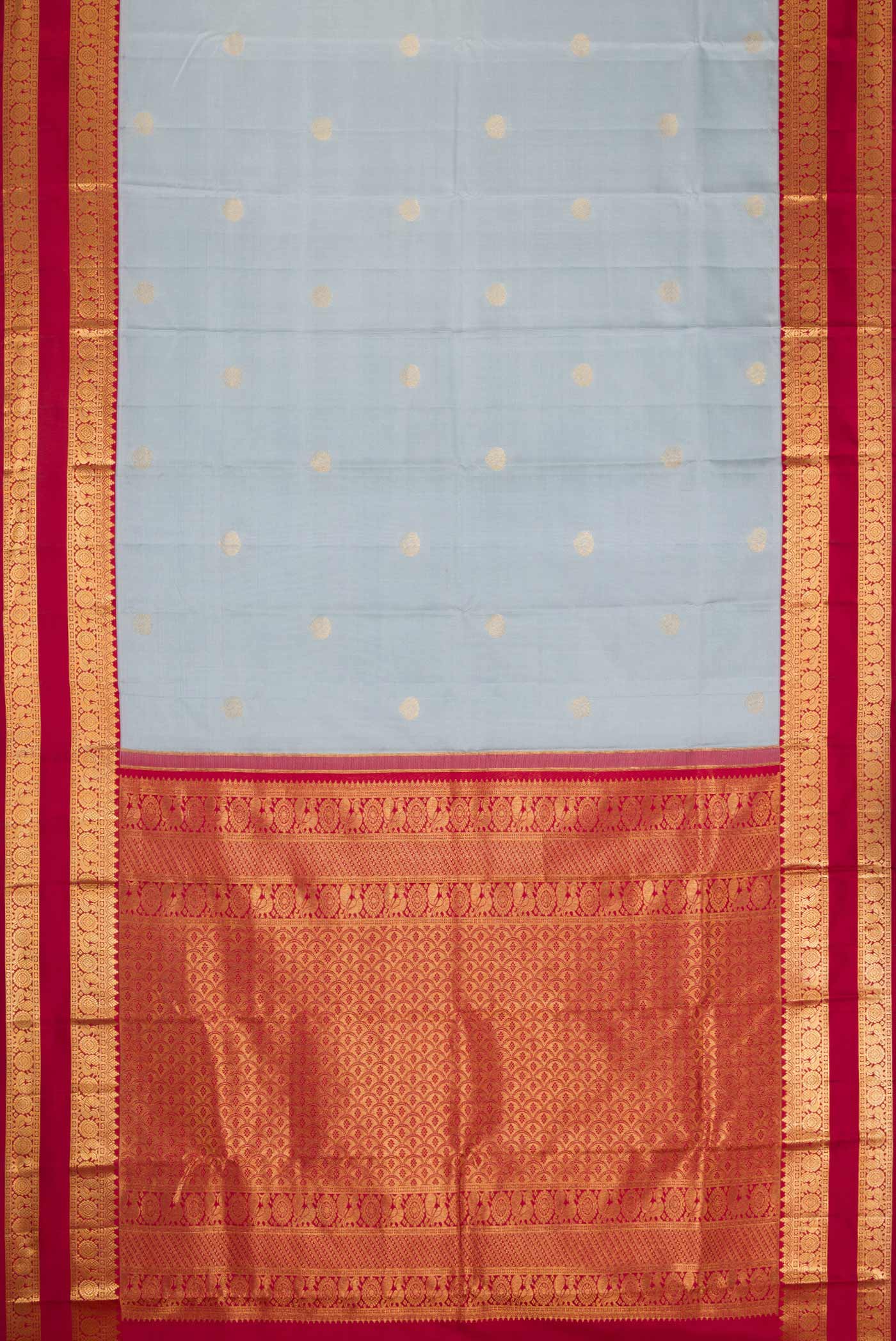 Grey Dual Tone Kanchipuram Silk Saree - Image 6