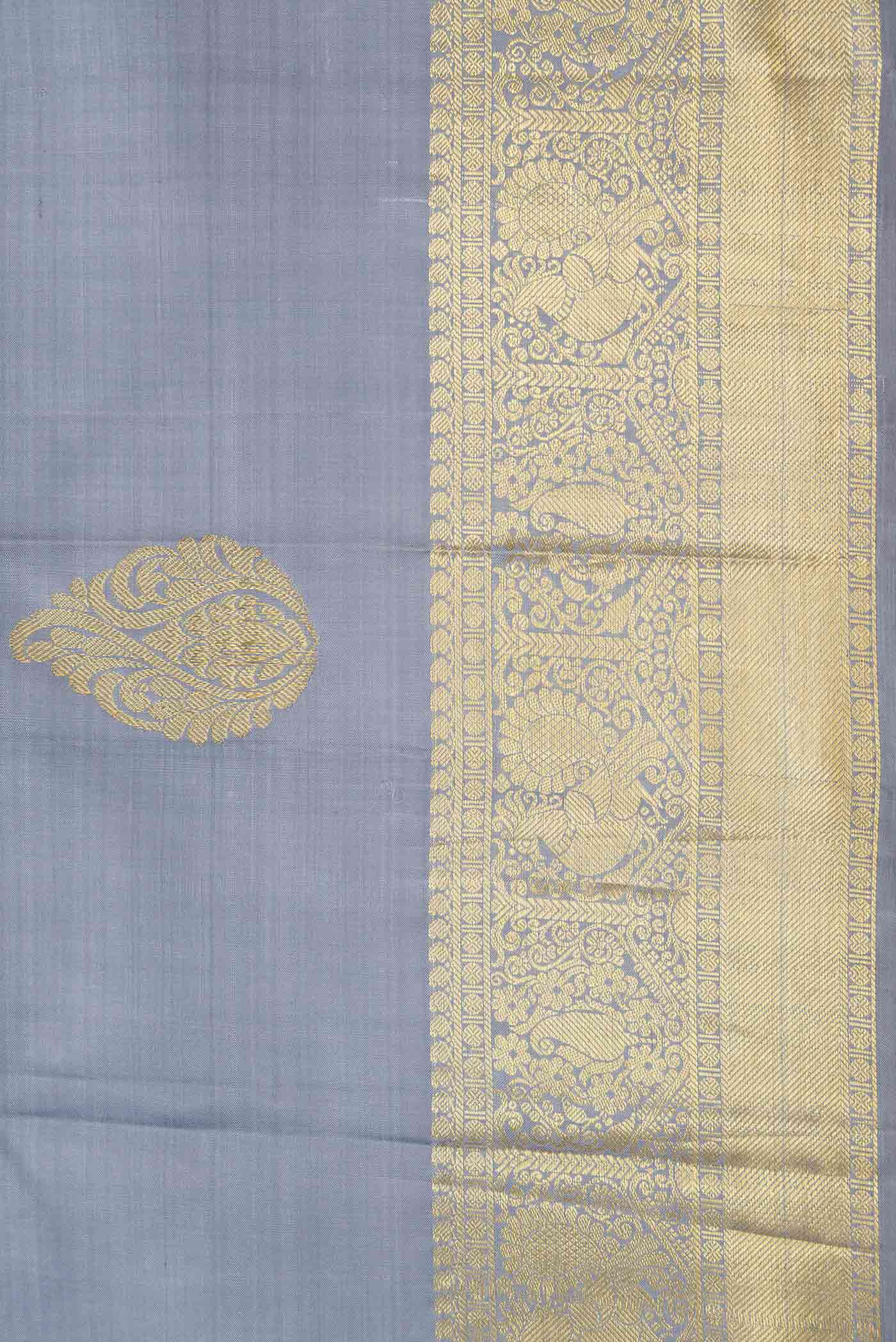 Grey Dual Tone Kanchipuram Silk Saree - Image 3