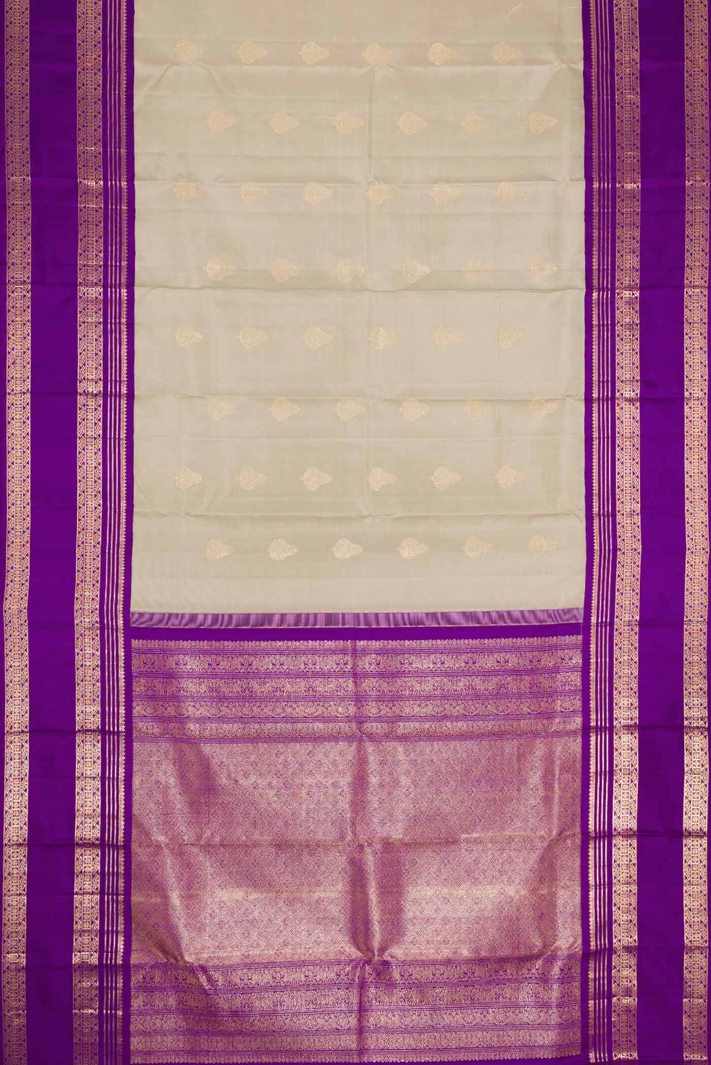 Grey Dual Tone Kanchipuram Silk Saree - Image 6