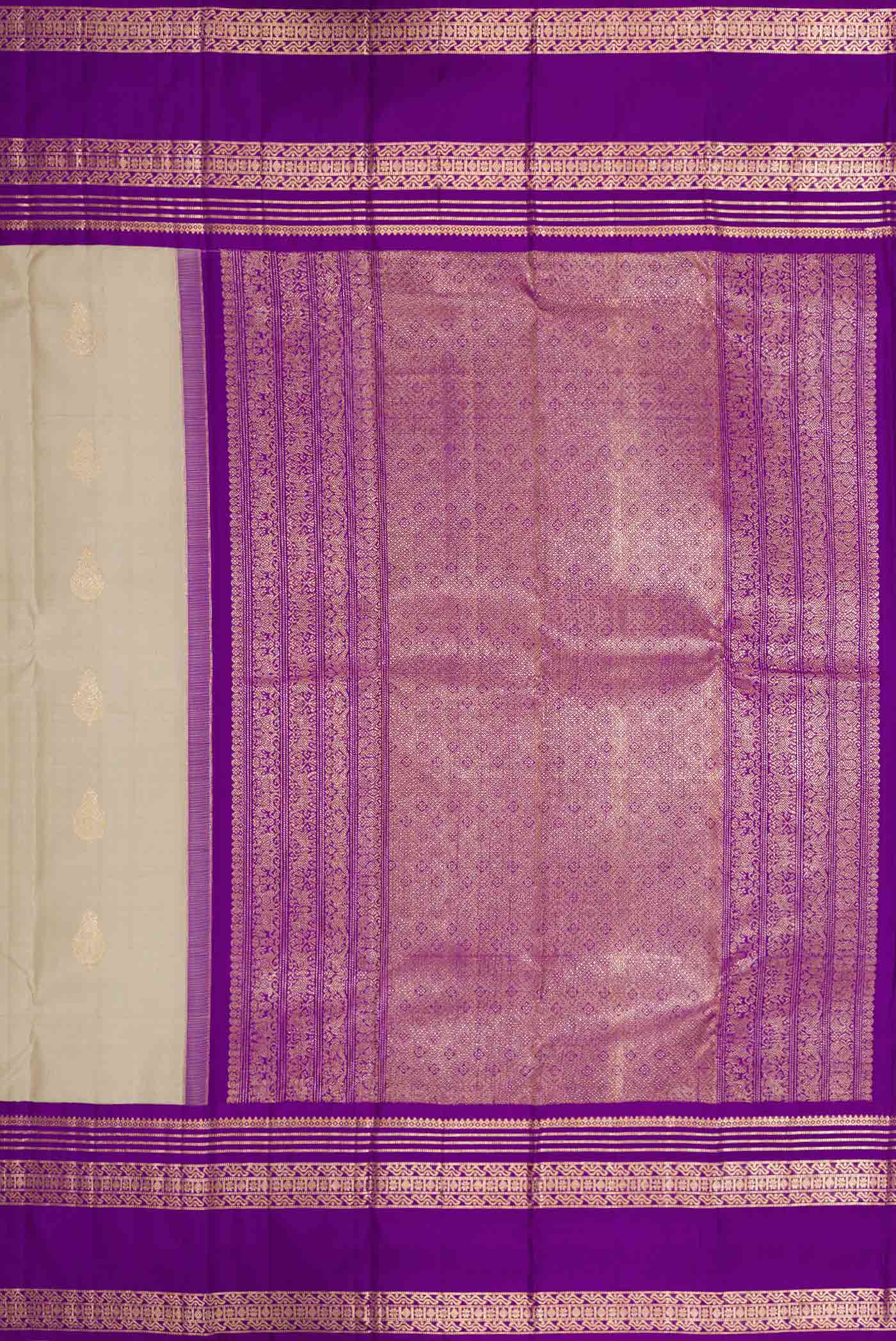 Grey Dual Tone Kanchipuram Silk Saree - Image 7