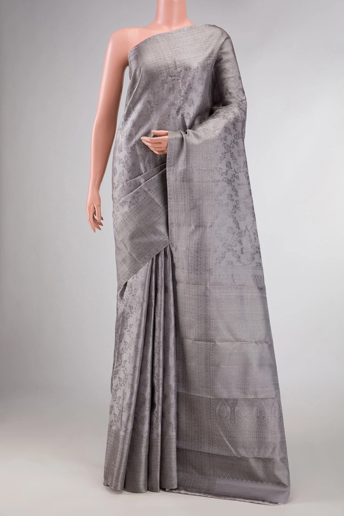 Grey Dual Tone Kanjivaram Silk Saree