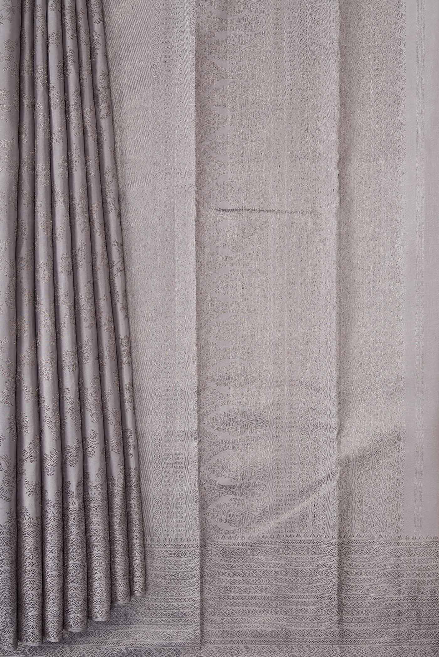 Grey Dual Tone Kanjivaram Silk Saree - Image 4
