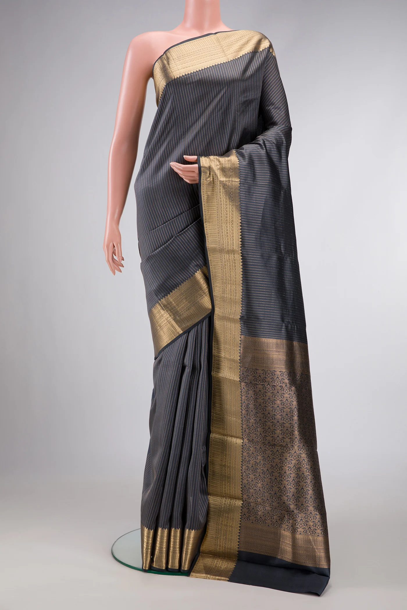 Grey Kanchipuram Silk Saree
