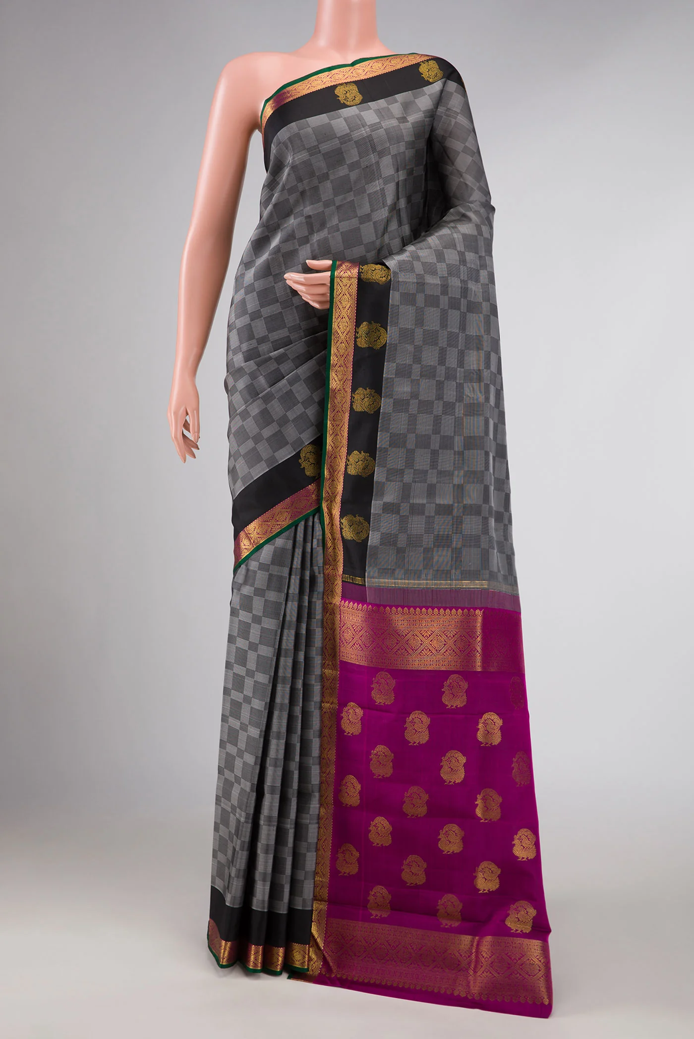 Grey Dual Tone Kanjivaram Silk Saree