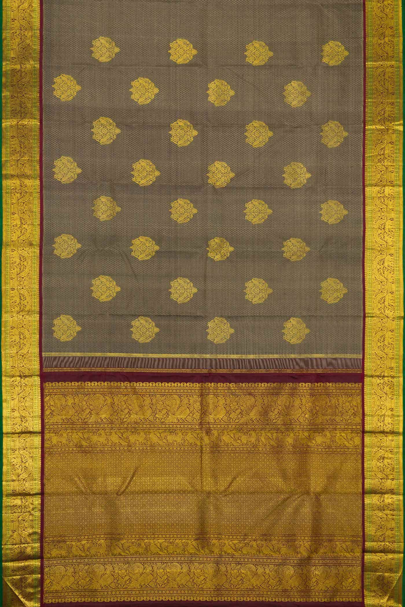 Grey Dual Tone Kanjivaram Silk Saree - Image 4