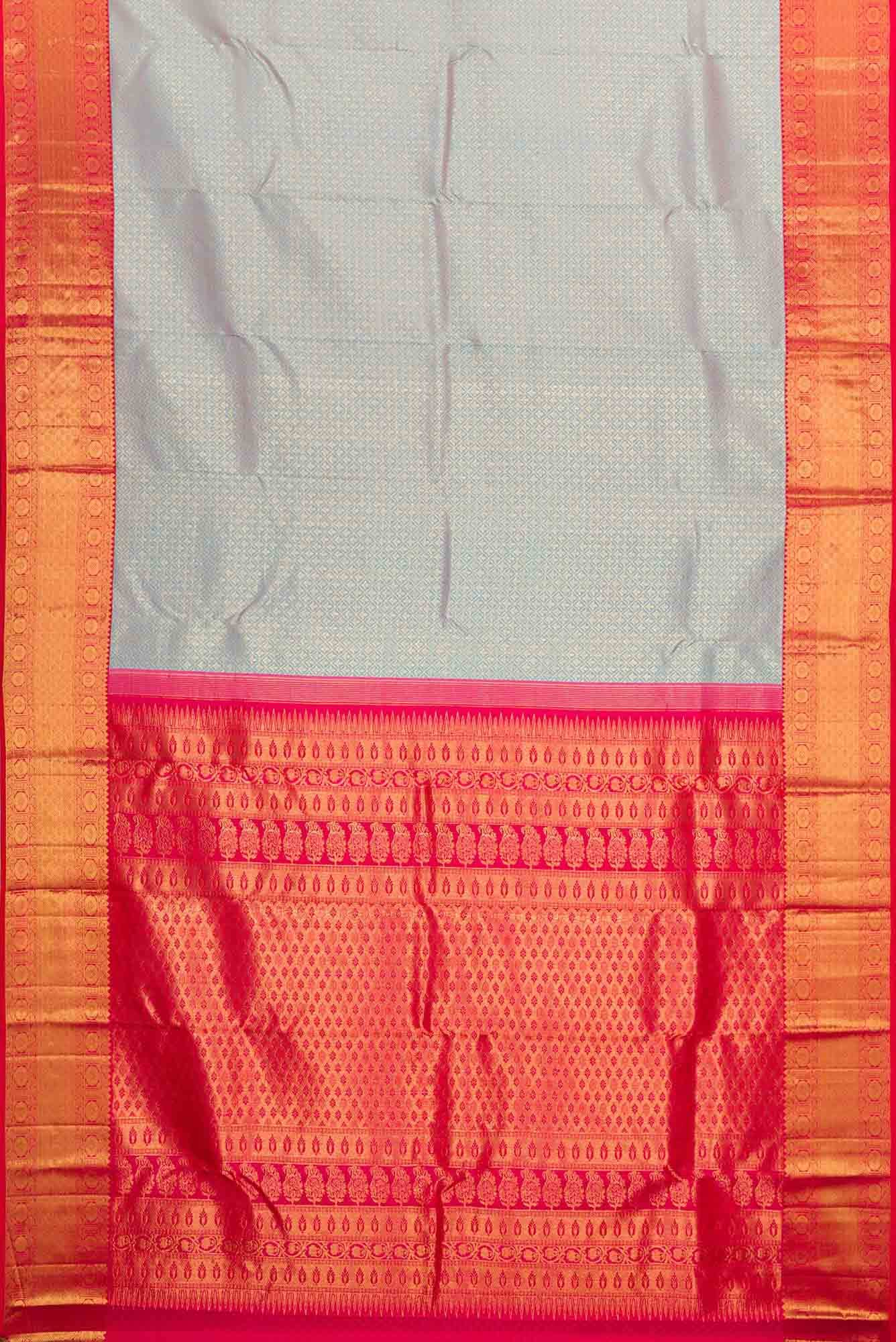 Grey Dual Tone Kanchipuram Silk Saree - Image 4
