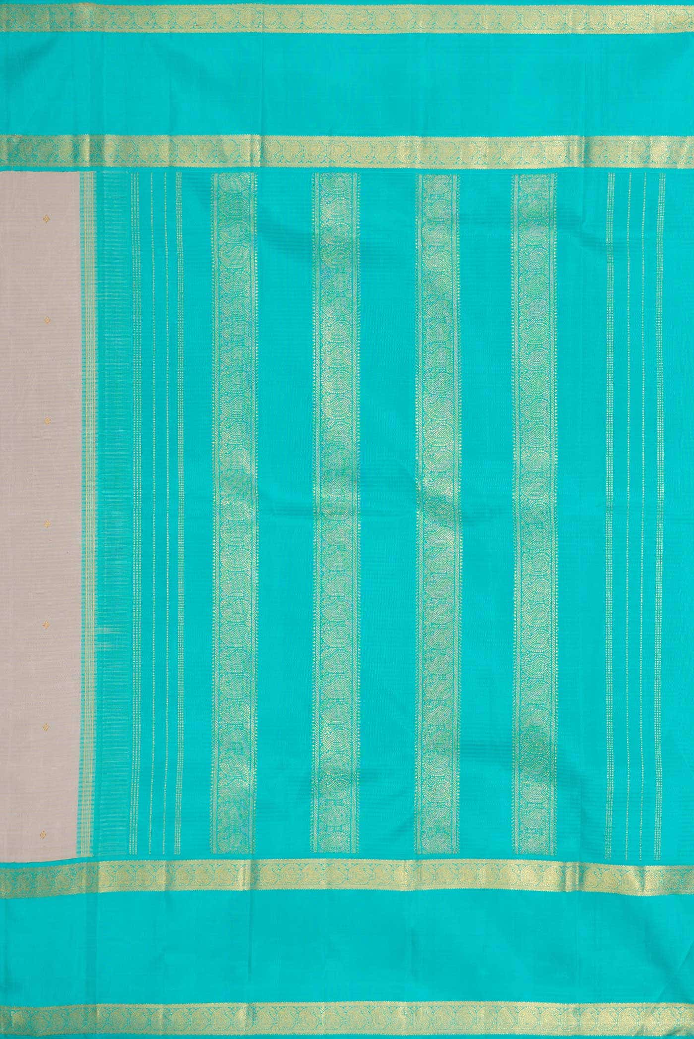 Pure Silk Pure Zari Grey Dual Tone Kanchipuram Saree - Image 5