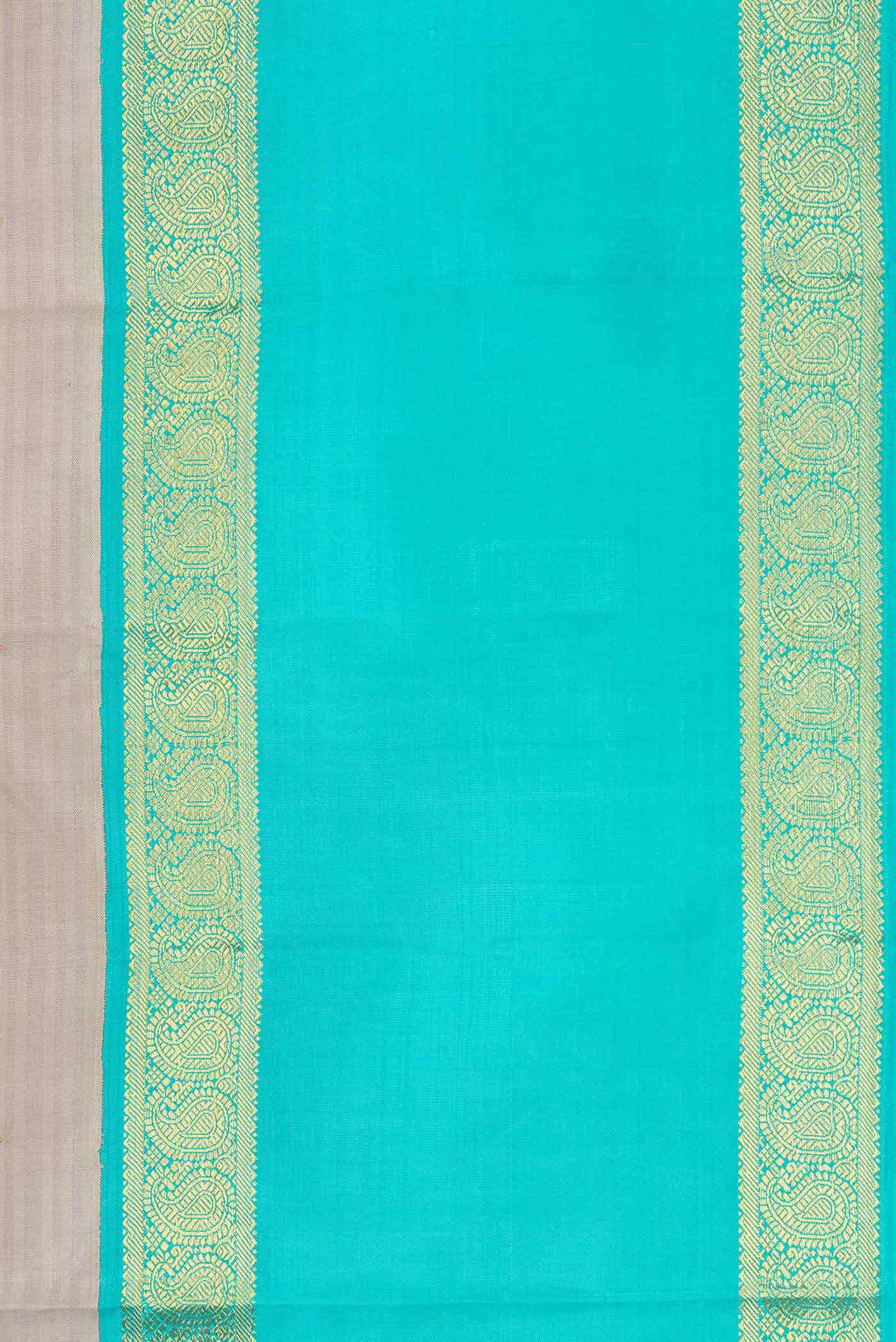 Pure Silk Pure Zari Grey Dual Tone Kanchipuram Saree - Image 6