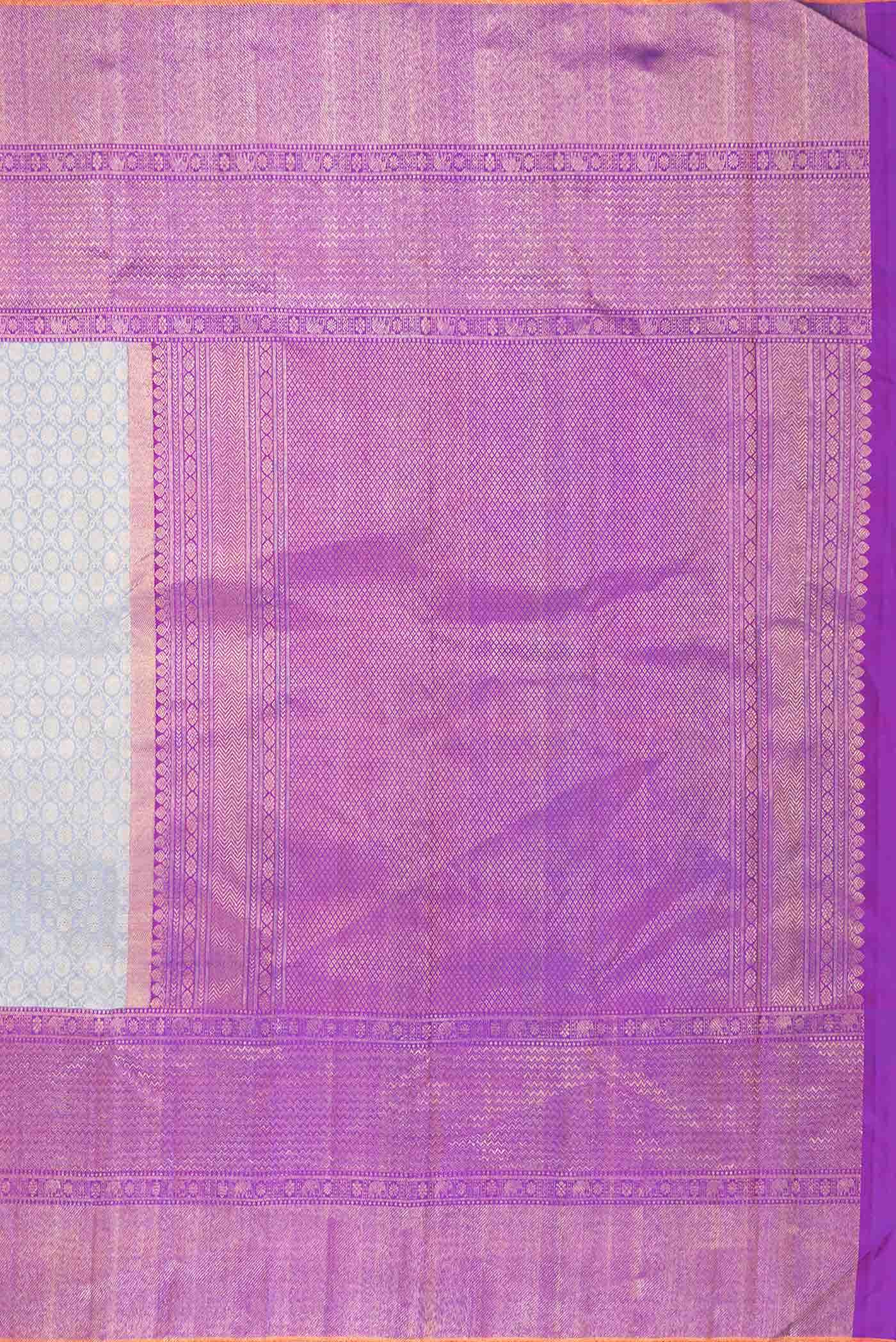 Pure Silk Pure Zari Grey Dual Tone Kanjivaram Saree - Image 5