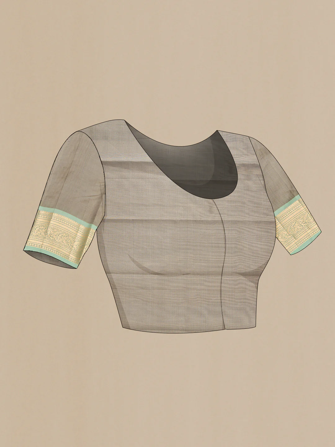 Grey Kanchipuram Tissue Silk Saree - Image 5