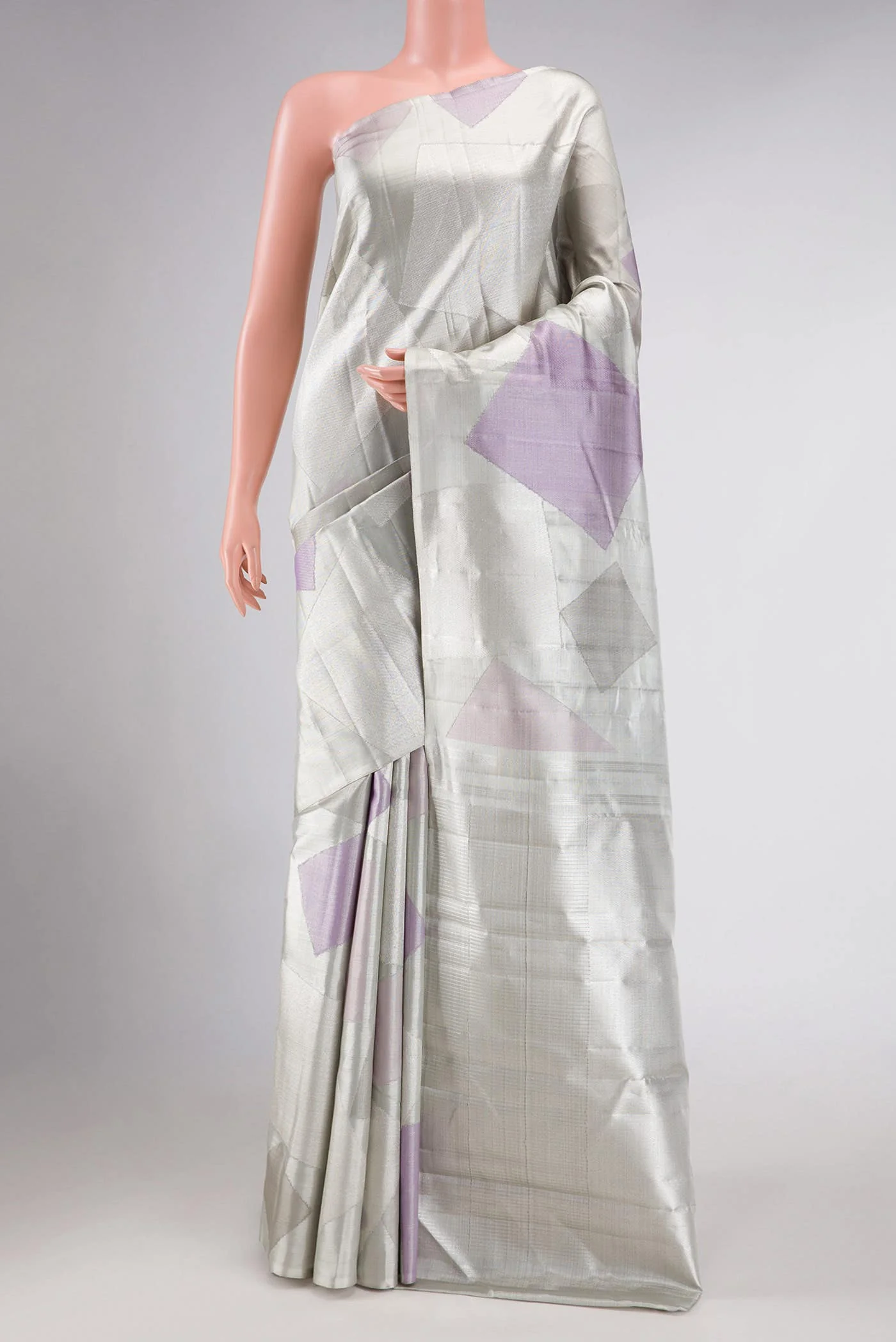 Grey Dual Tone Kanjivaram Tissue Silk Saree