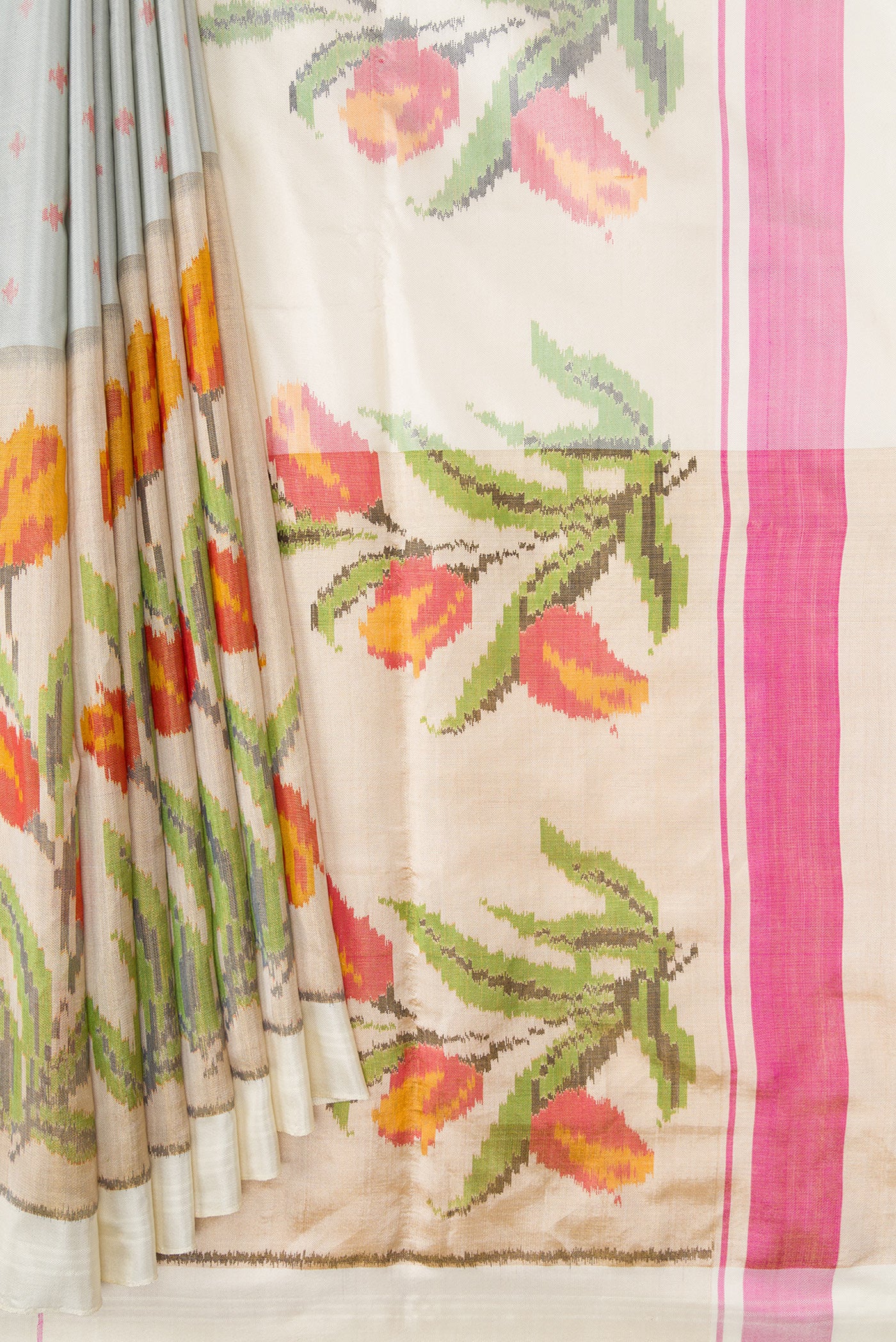 Grey Pochampally Silk Saree - Image 4