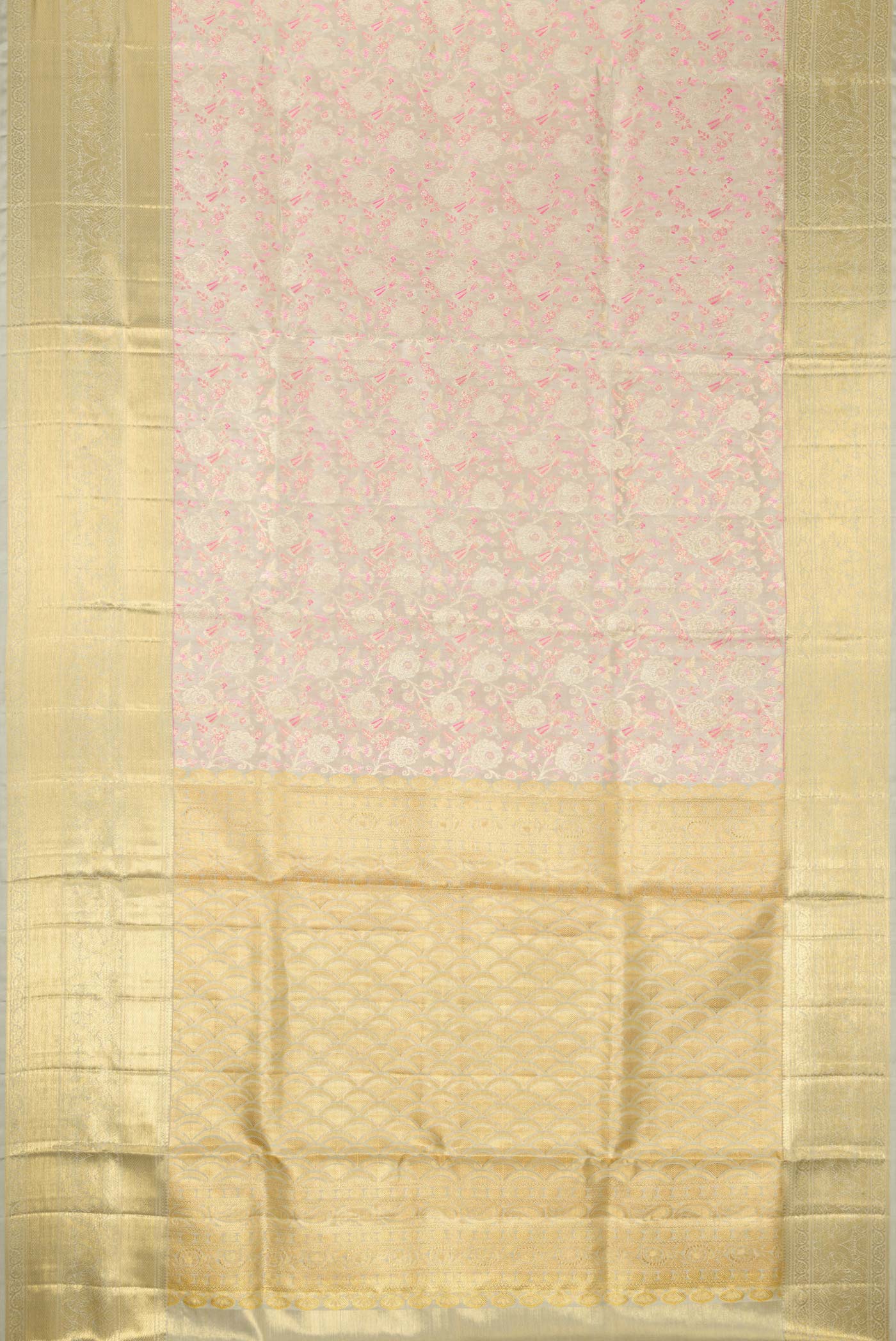 Grey Kanjivaram Tissue Silk Saree - Image 6