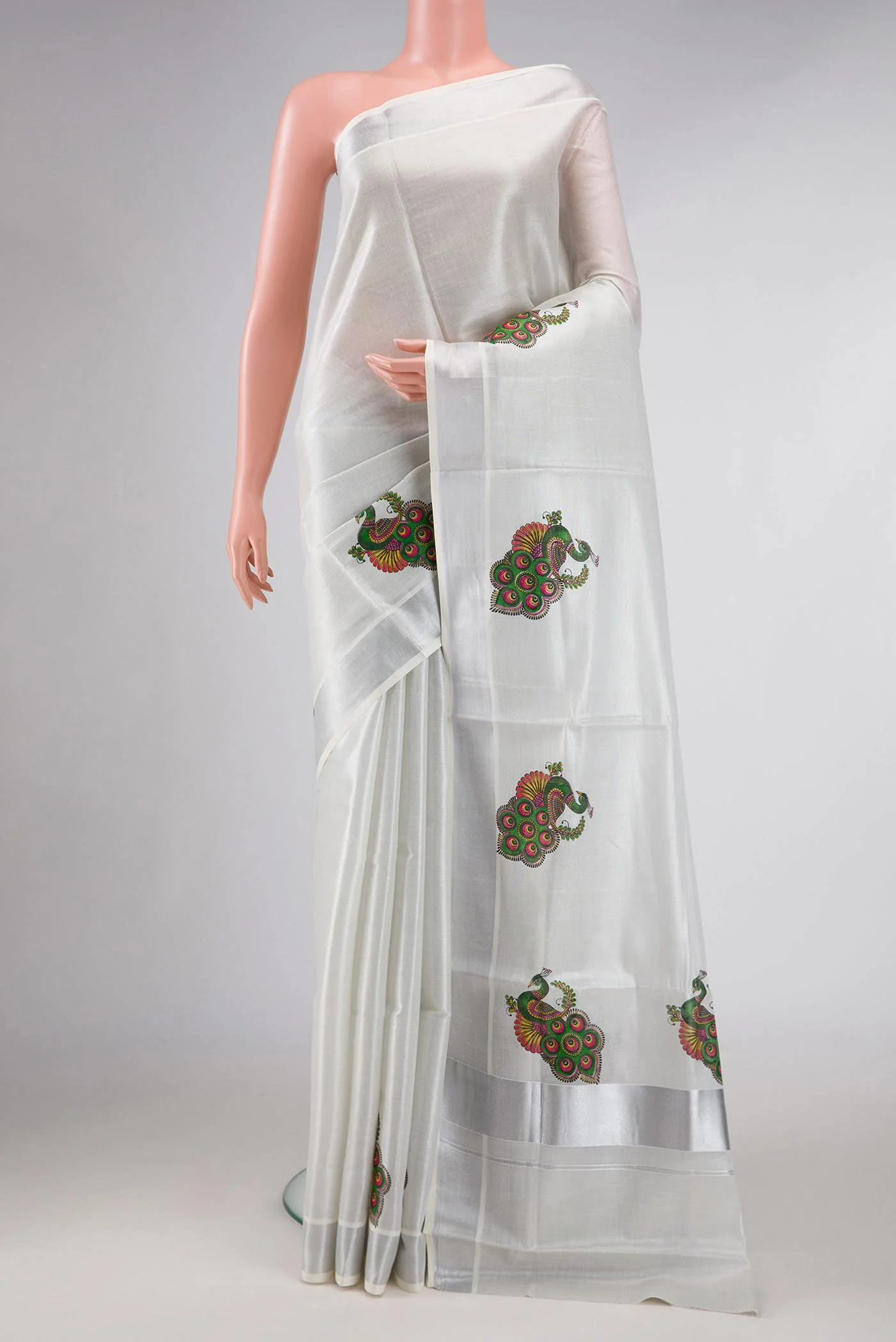 Grey Dual Tone Kerala Cotton Saree