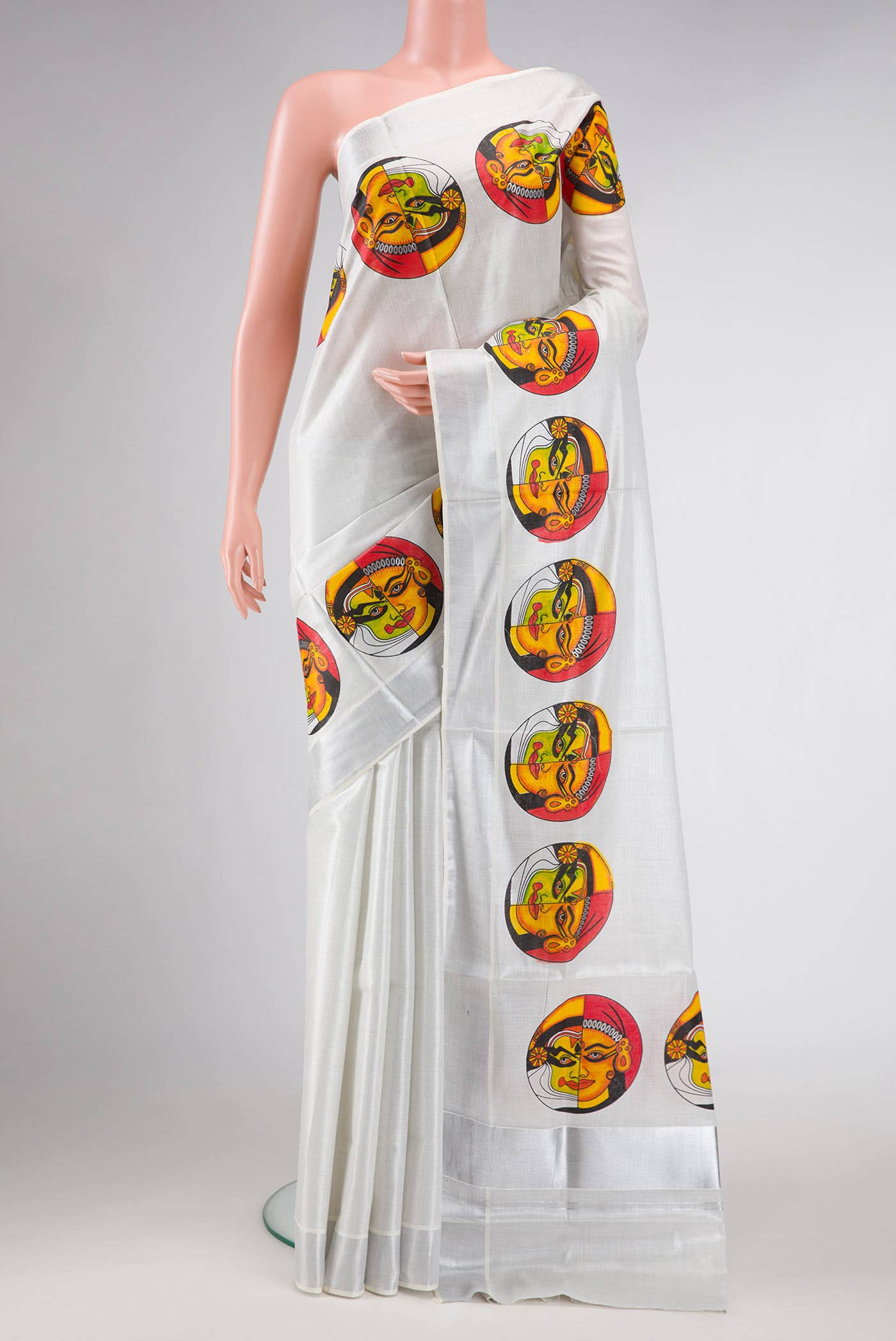 Grey Dual Tone Kerala Cotton Saree