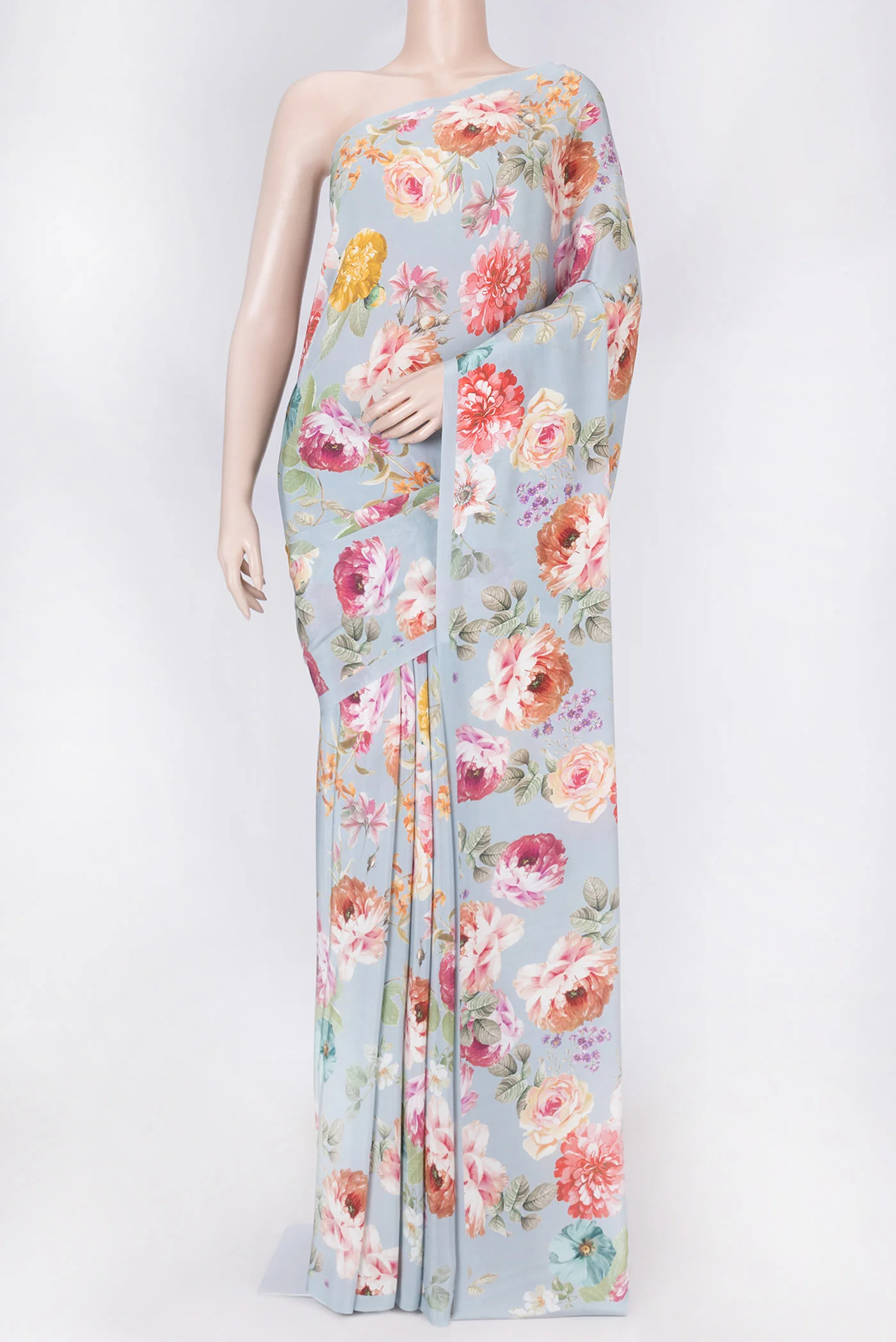 Grey Dual Tone Mysore Crepe Saree