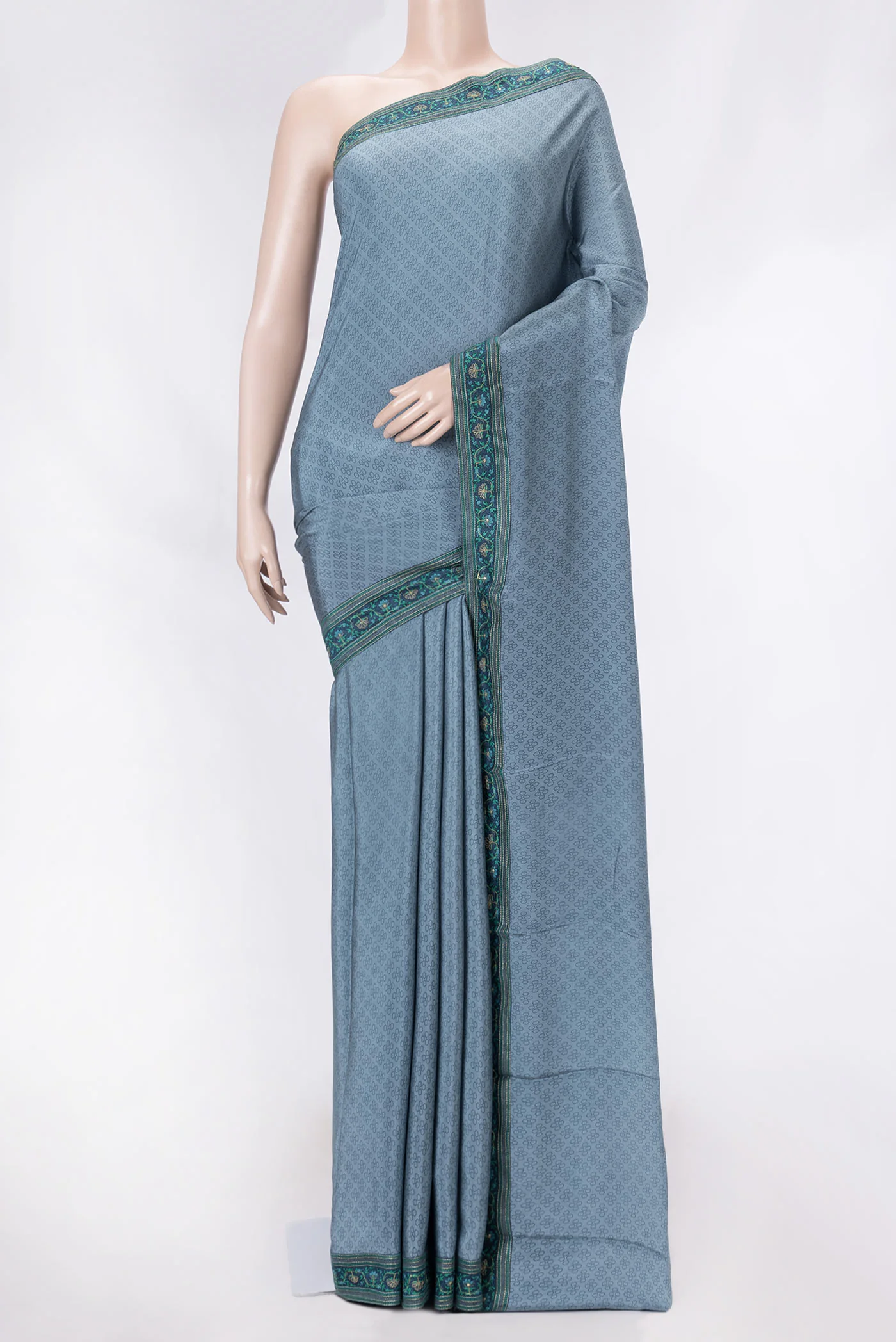 Grey Dual Tone Mysore Crepe Saree
