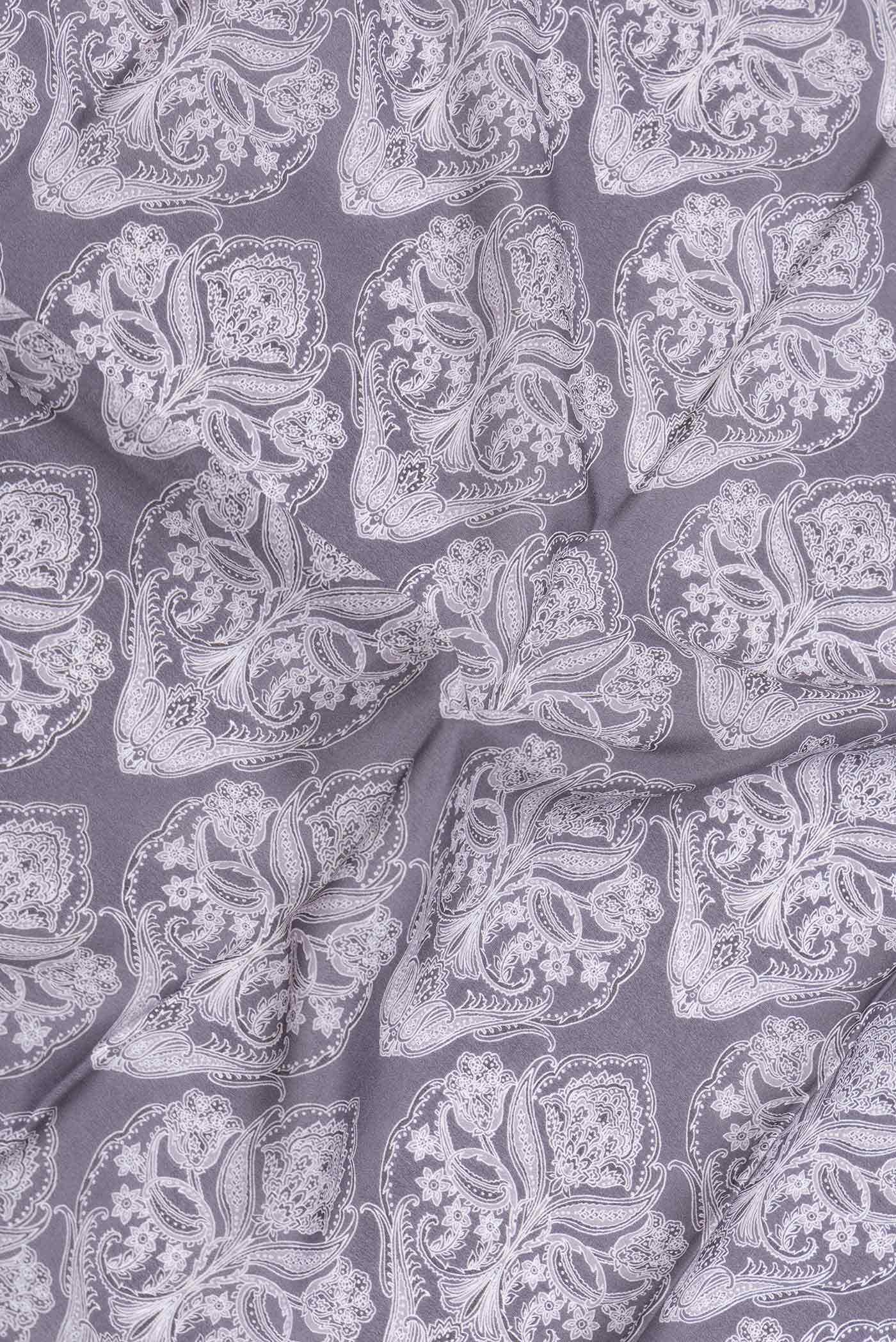Grey Dual Tone Mysore Crepe Saree - Image 2
