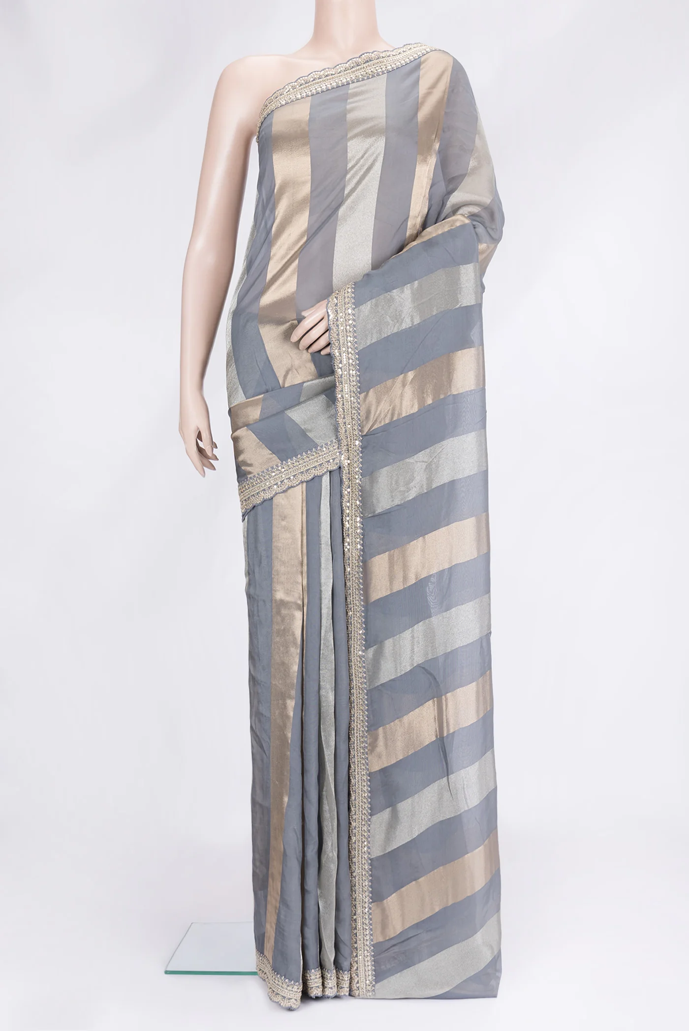Grey Georgette Saree