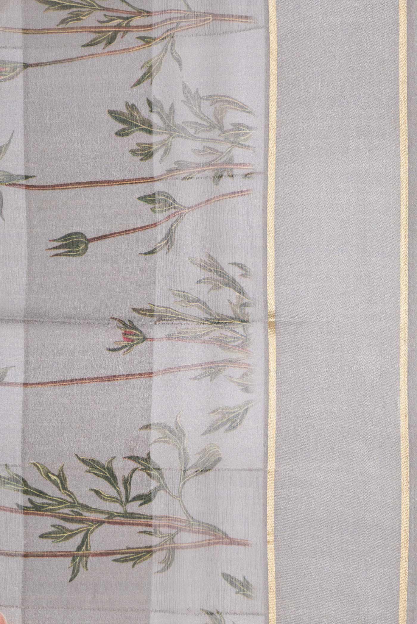 Grey Dual Tone Mysore Georgette Saree - Image 3