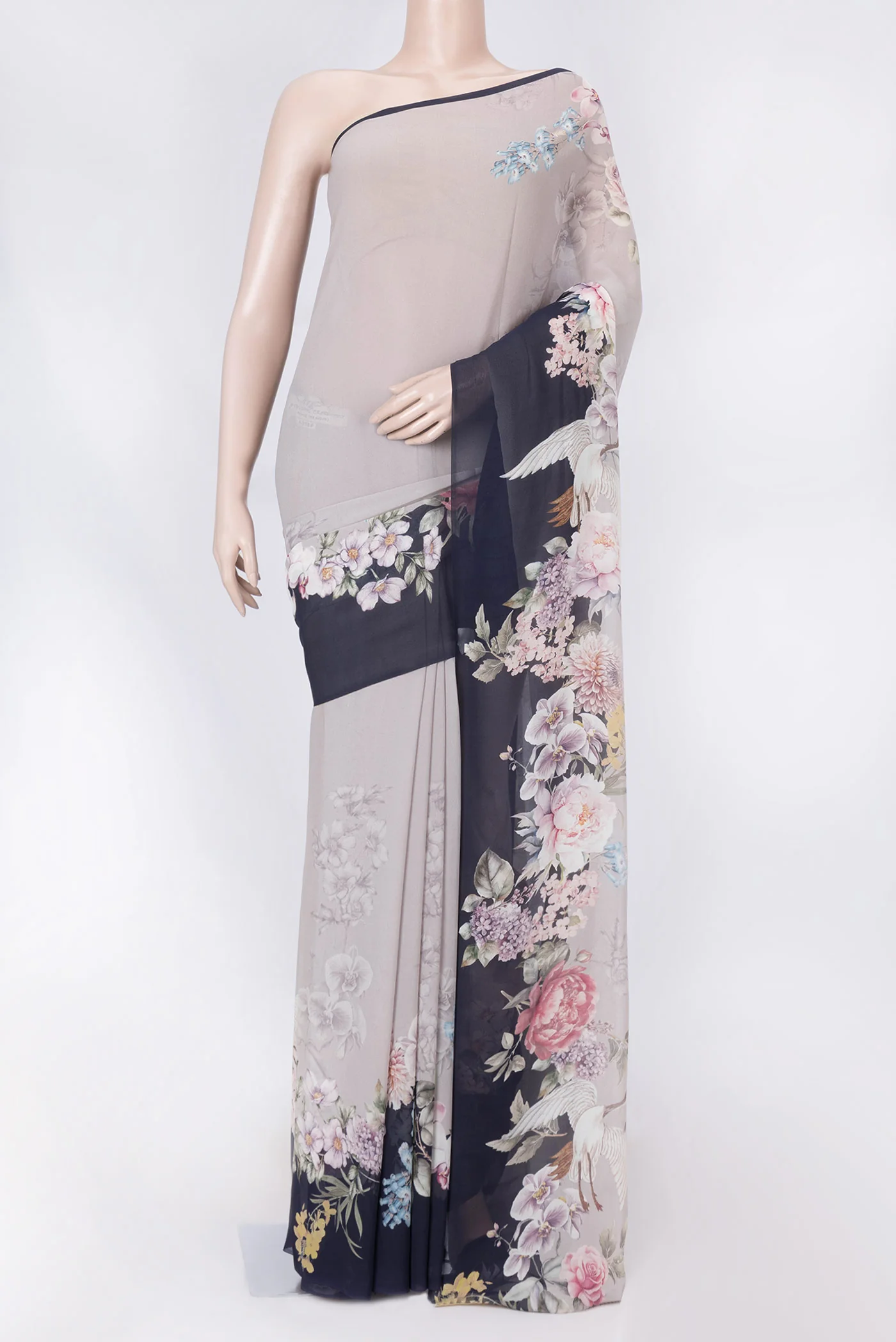 Grey Dual Tone Mysore Georgette Saree