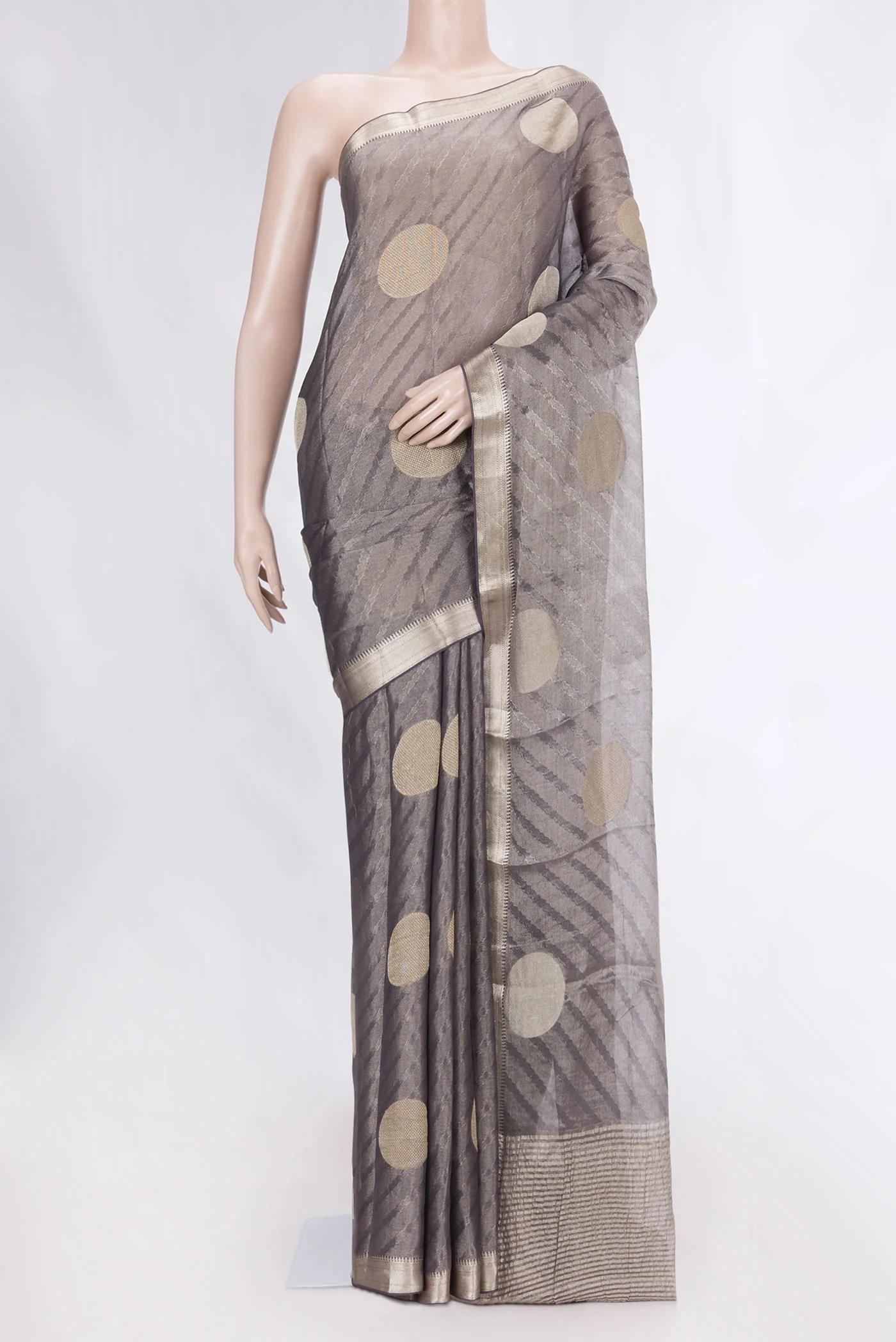 Grey Dual Tone Mysore Georgette Saree