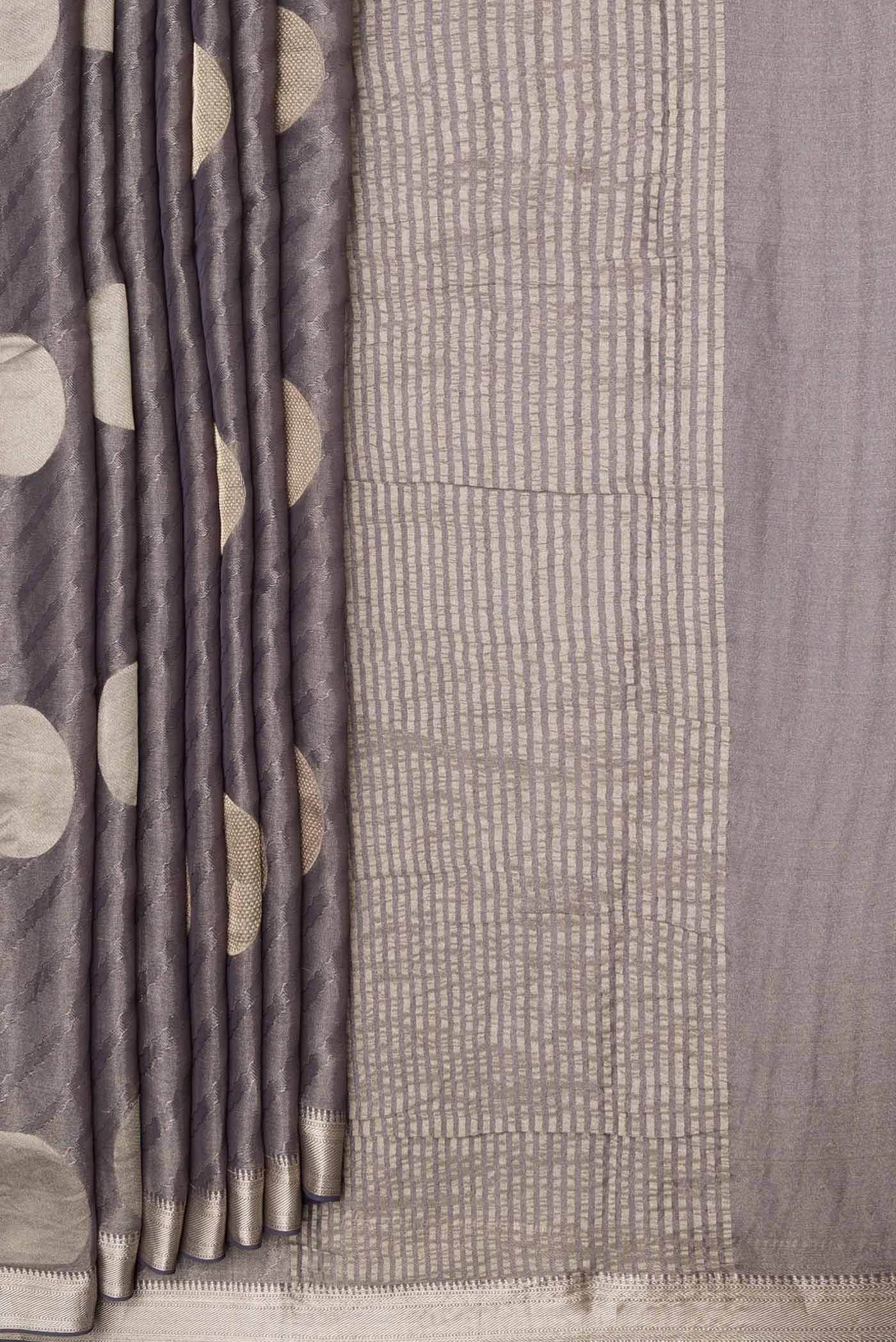 Grey Dual Tone Mysore Georgette Saree - Image 4
