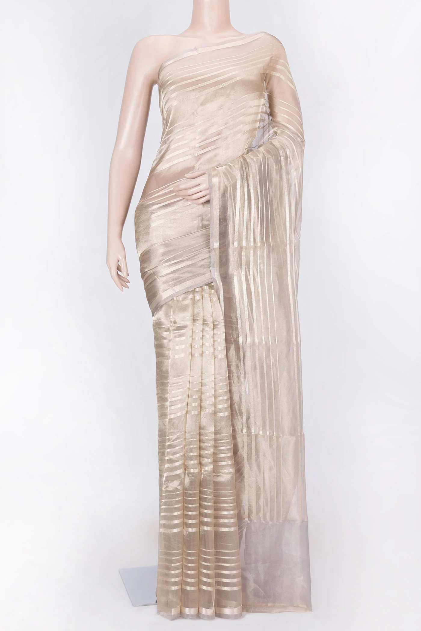 Grey Dual Tone Organza Silk Saree