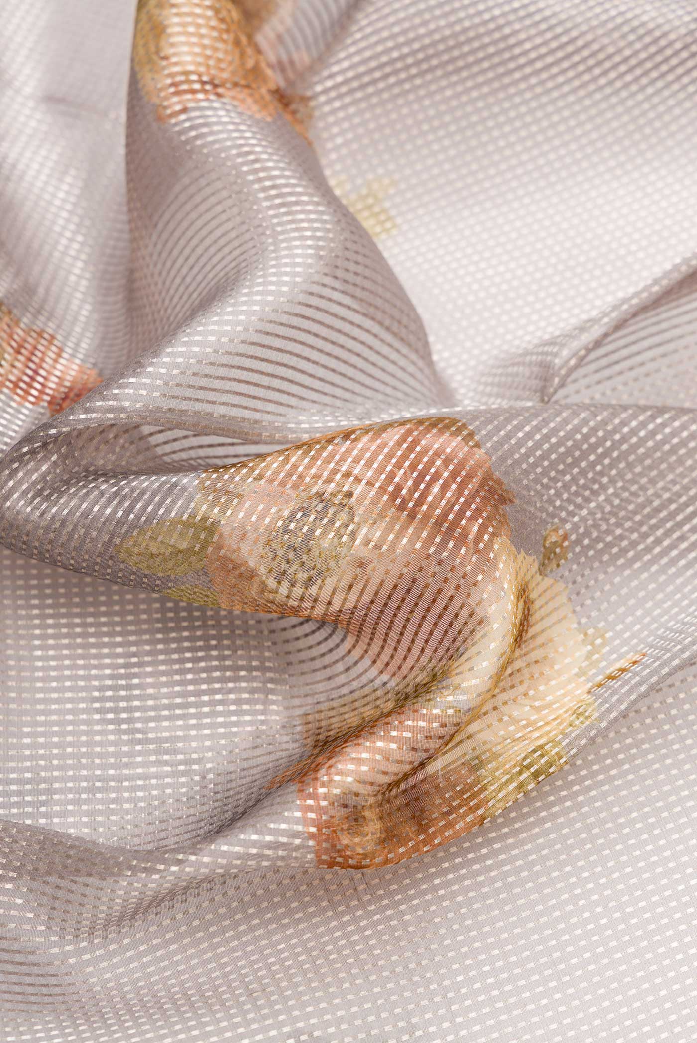 Grey Dual Tone Organza Silk Saree - Image 2