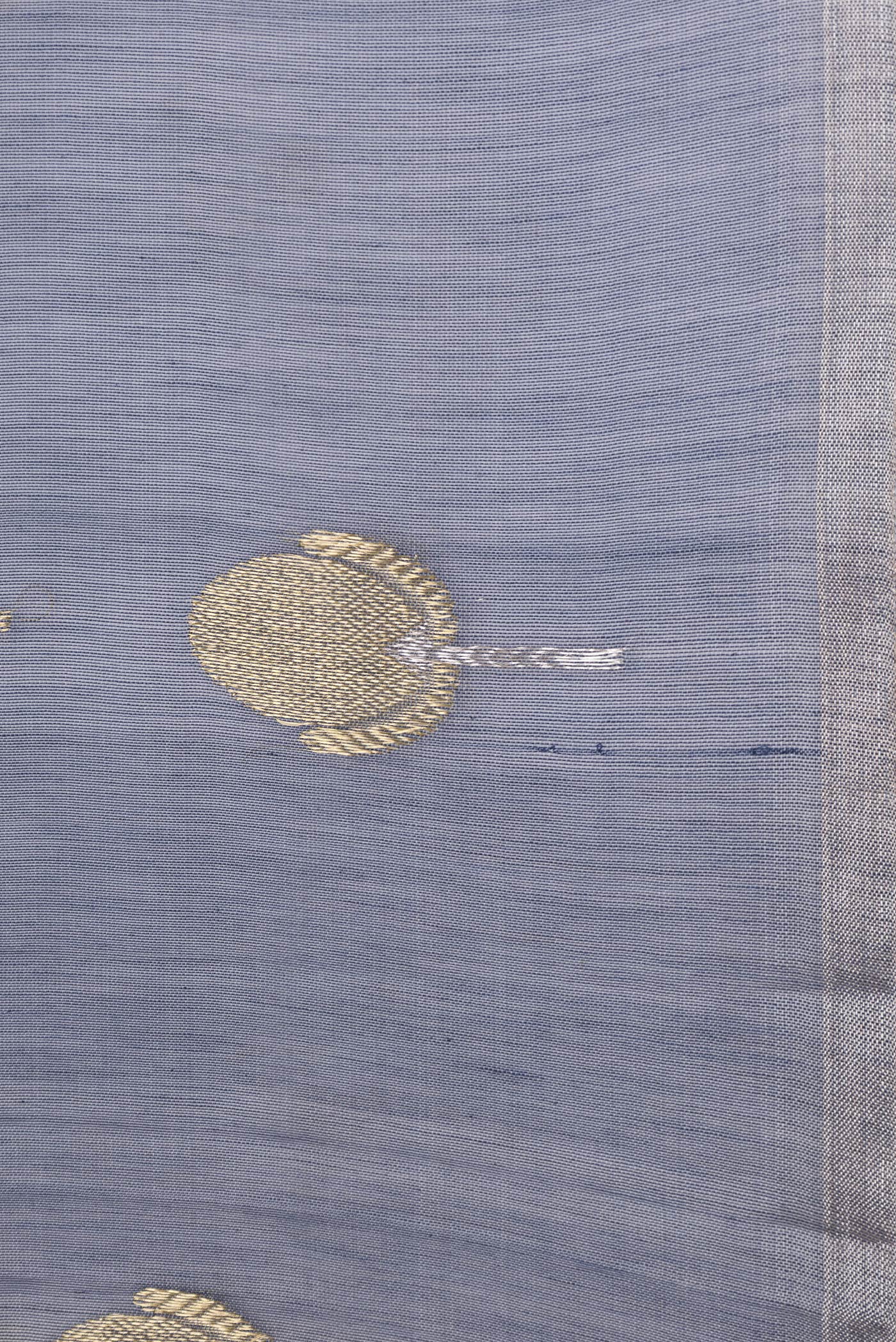 Blue Grey Dual Tone Chanderi Tissue Silk Saree - Image 3