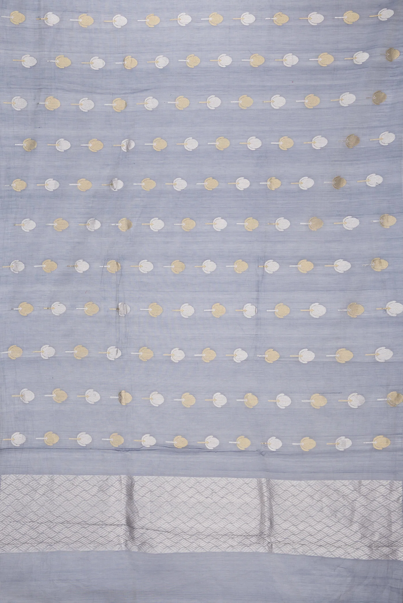 Blue Grey Dual Tone Chanderi Tissue Silk Saree - Image 6