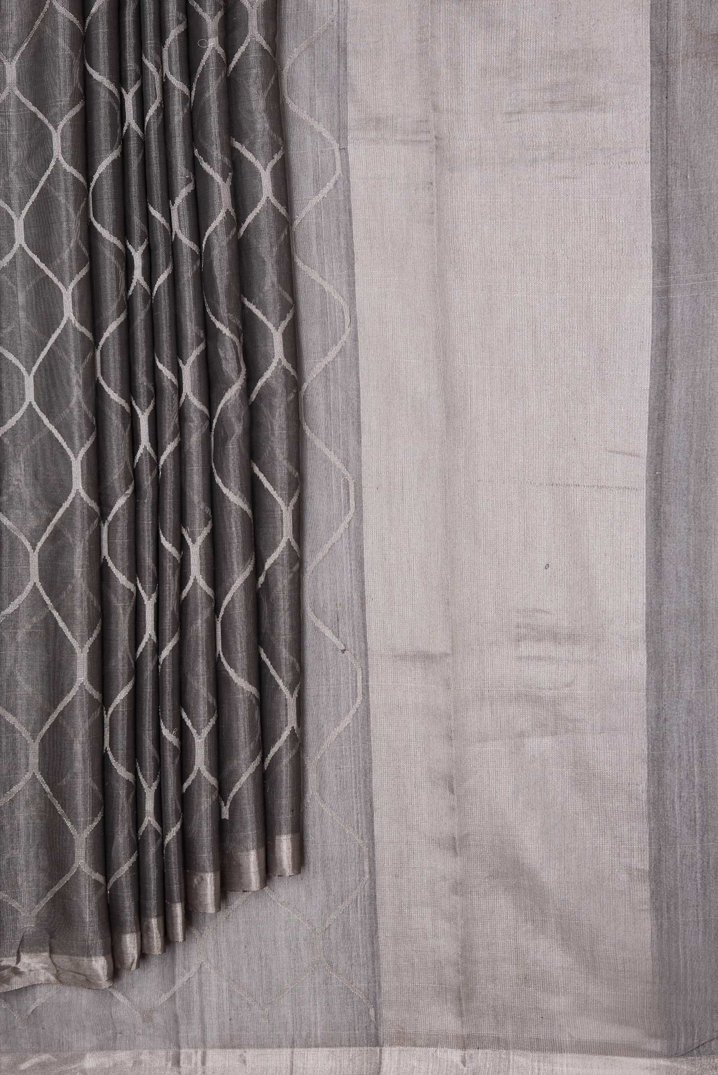 Grey Dual Tone Chanderi Tissue Silk Saree - Image 4