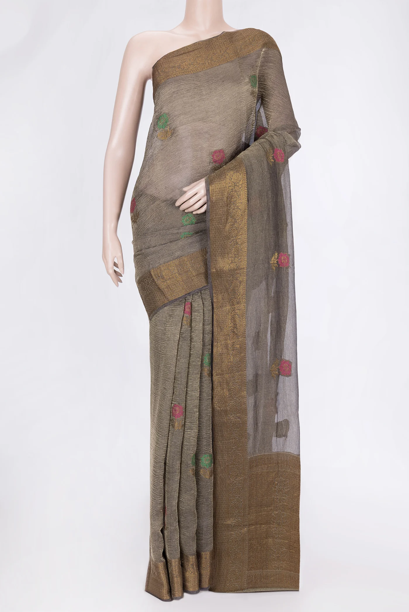 Brown Organza Silk Saree
