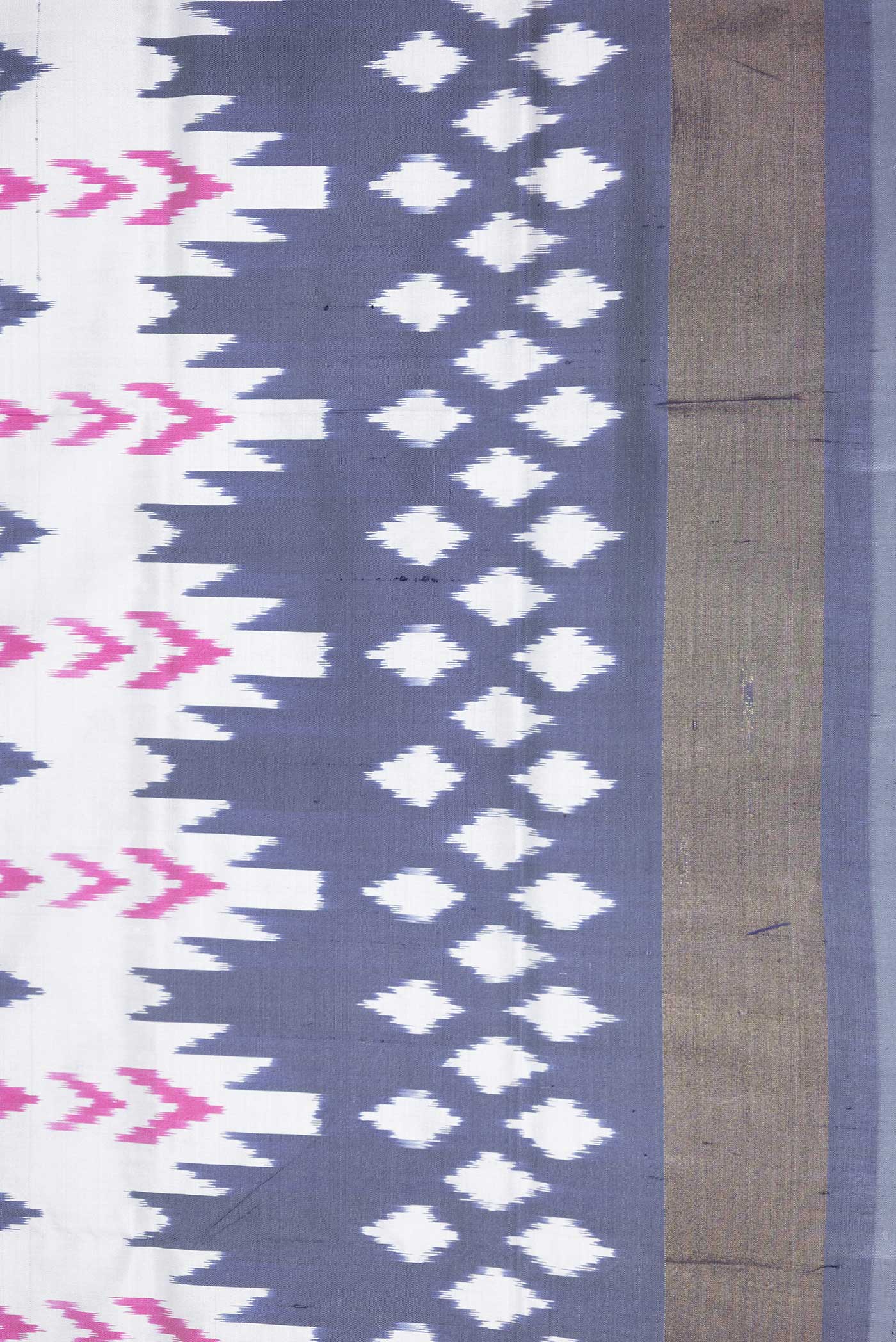 Grey Dual Tone Pochampally Silk Saree - Image 3