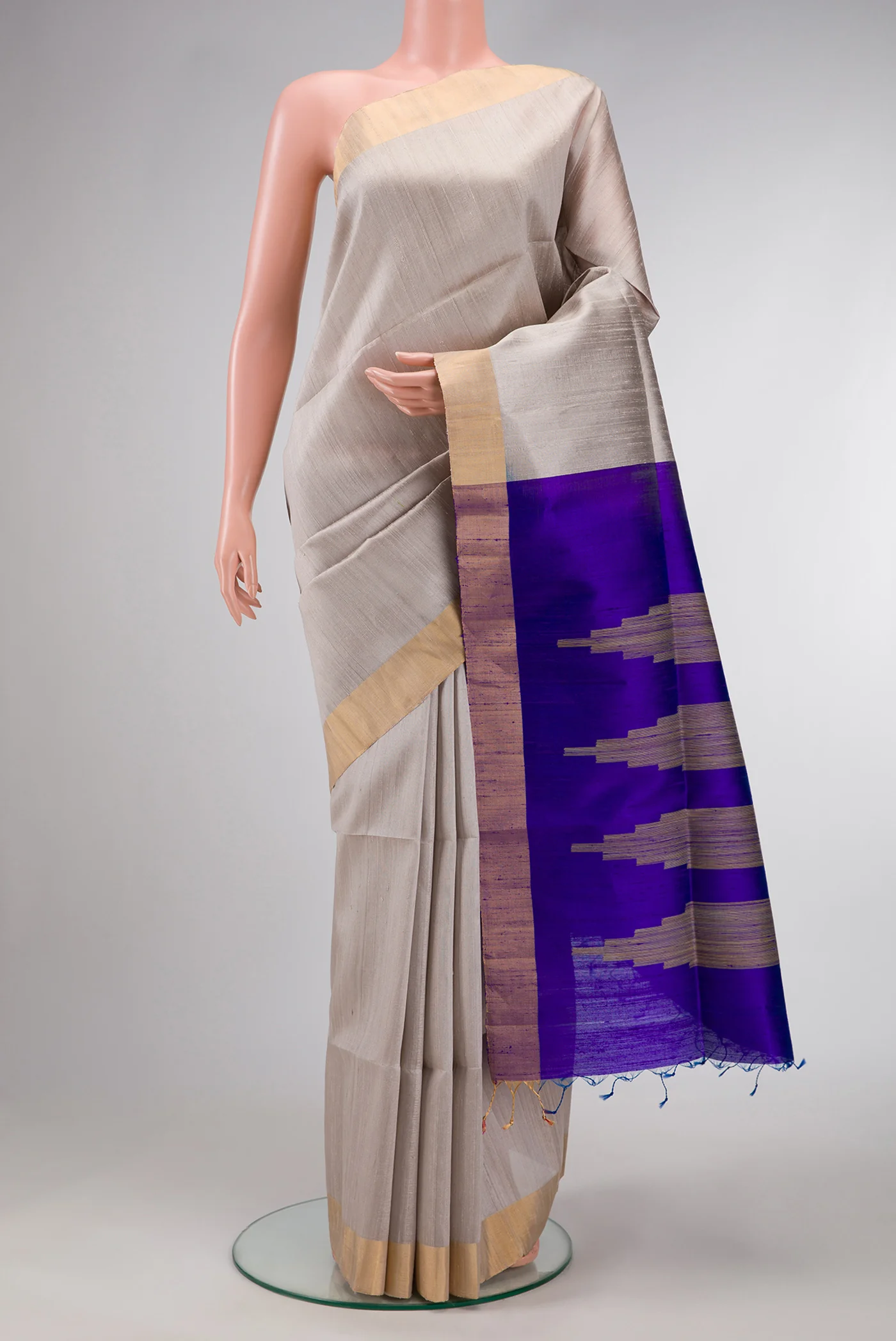Grey Raw Silk Saree