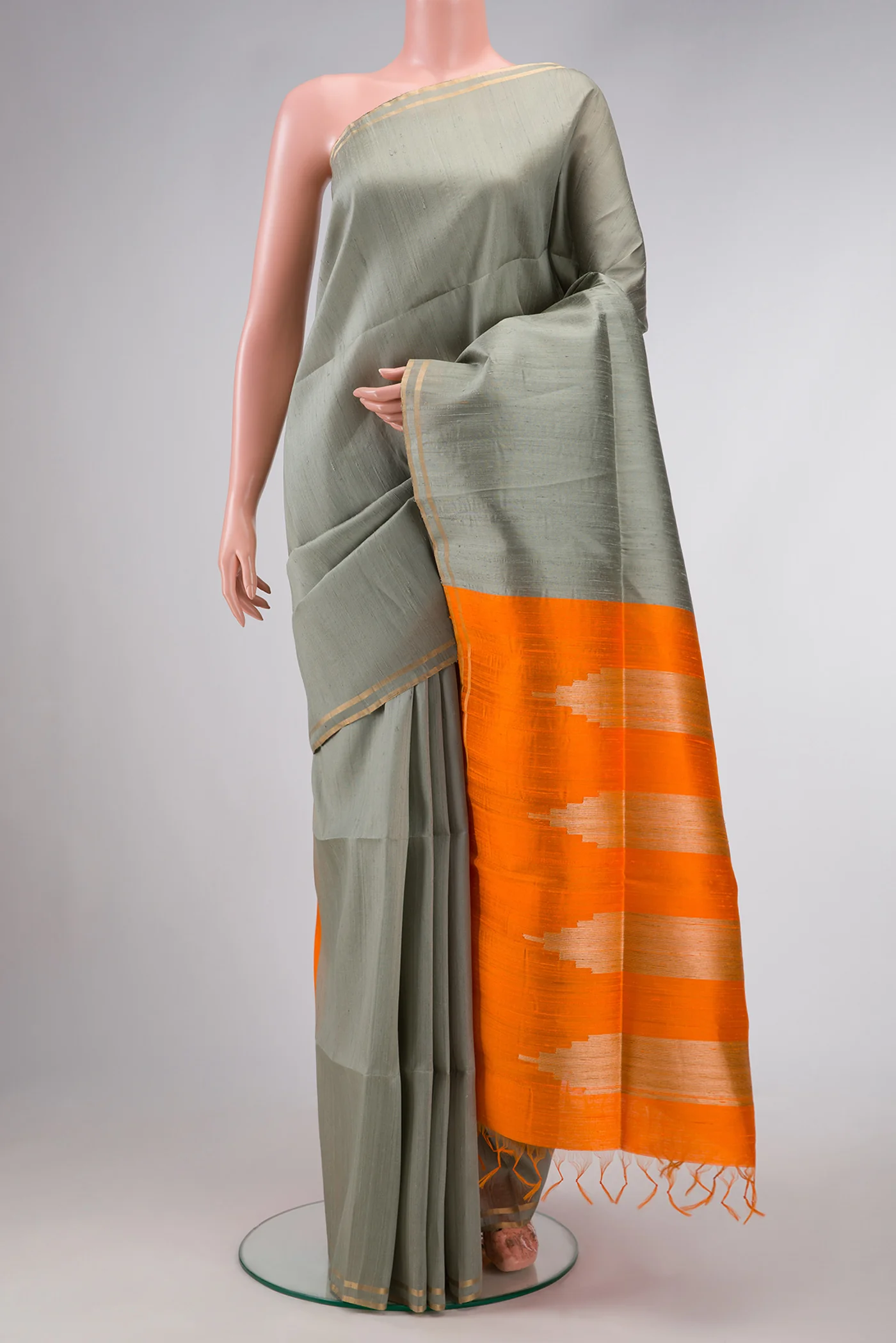 Grey Raw Silk Saree