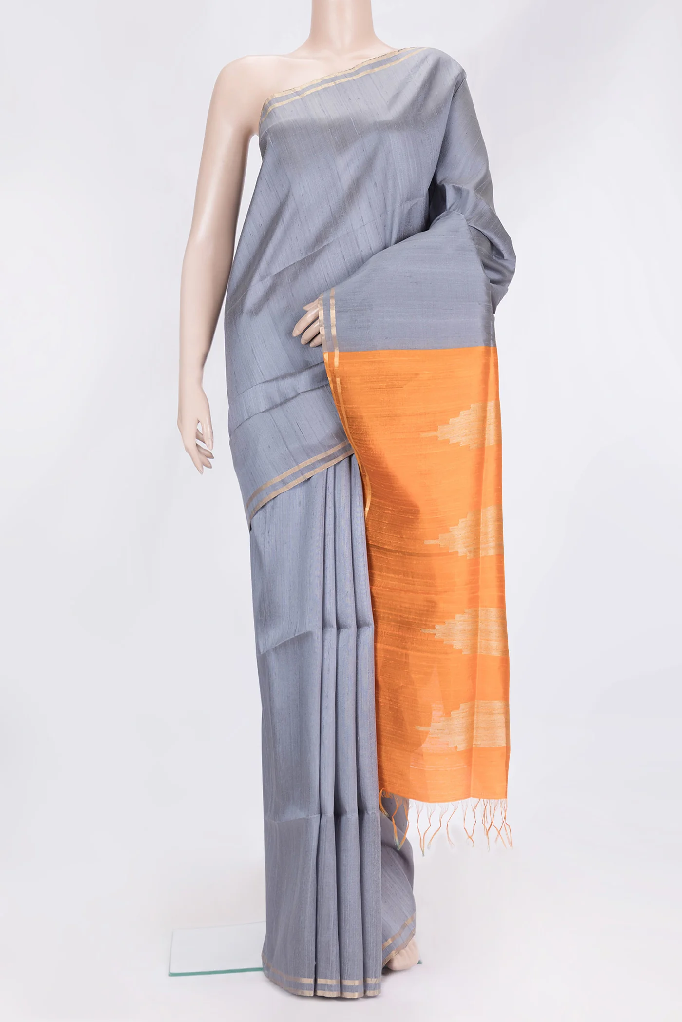 Grey Raw Silk Saree