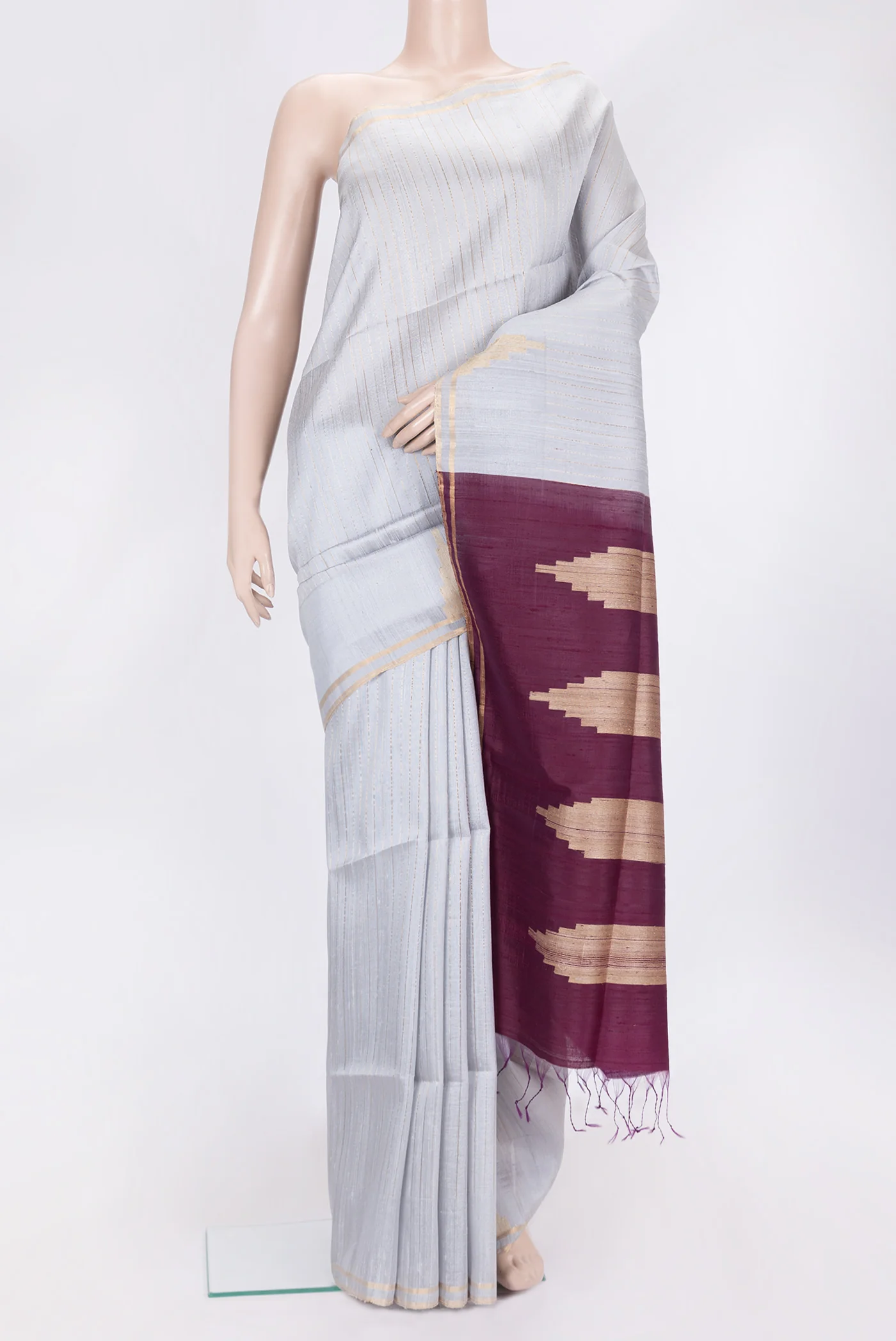 Grey Raw Silk Saree