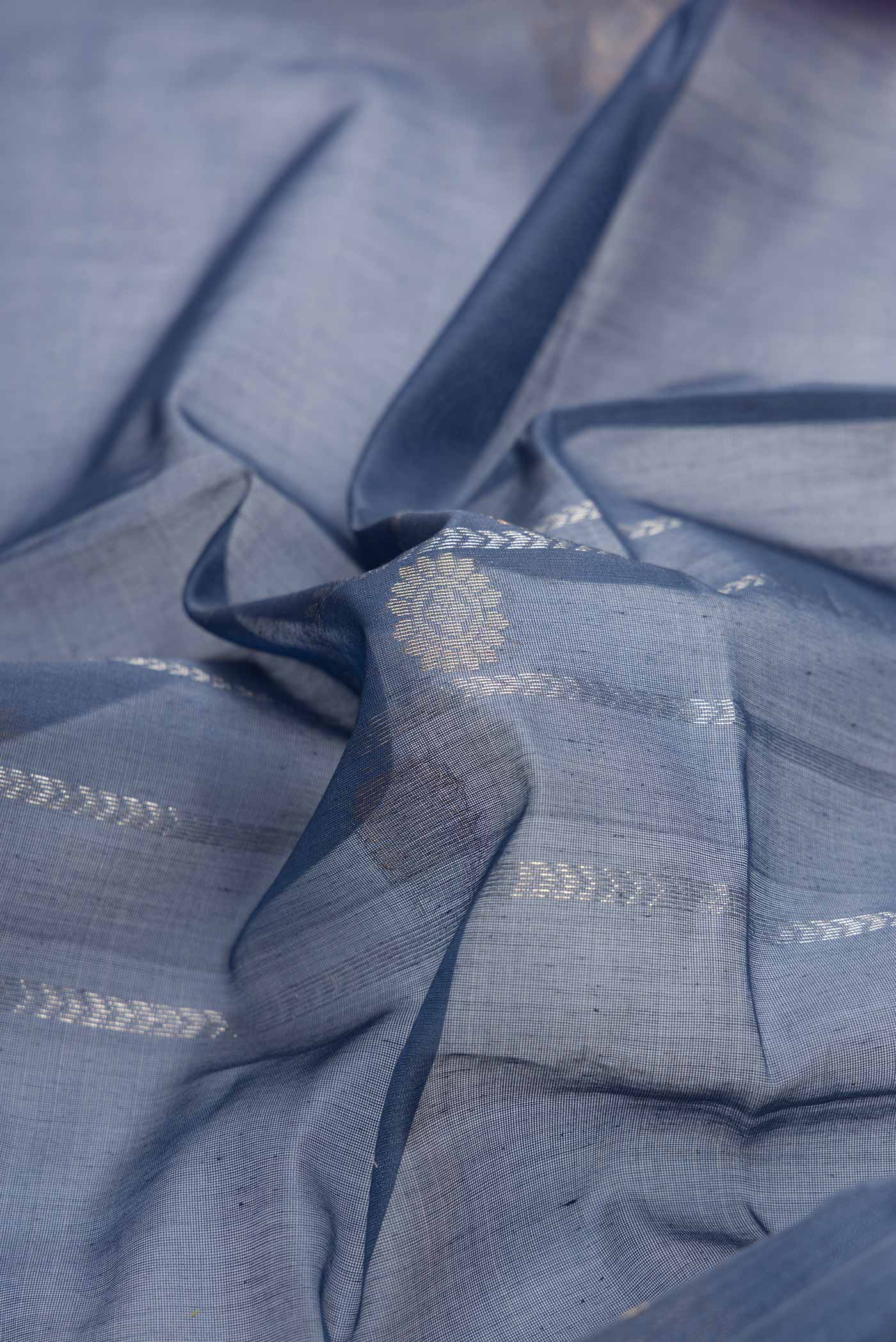 Grey Dual Tone Silk Cotton Saree - Image 2