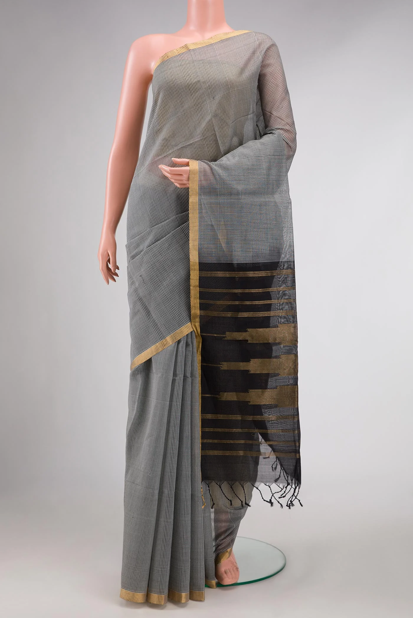 Grey Dual Tone Silk Cotton Saree