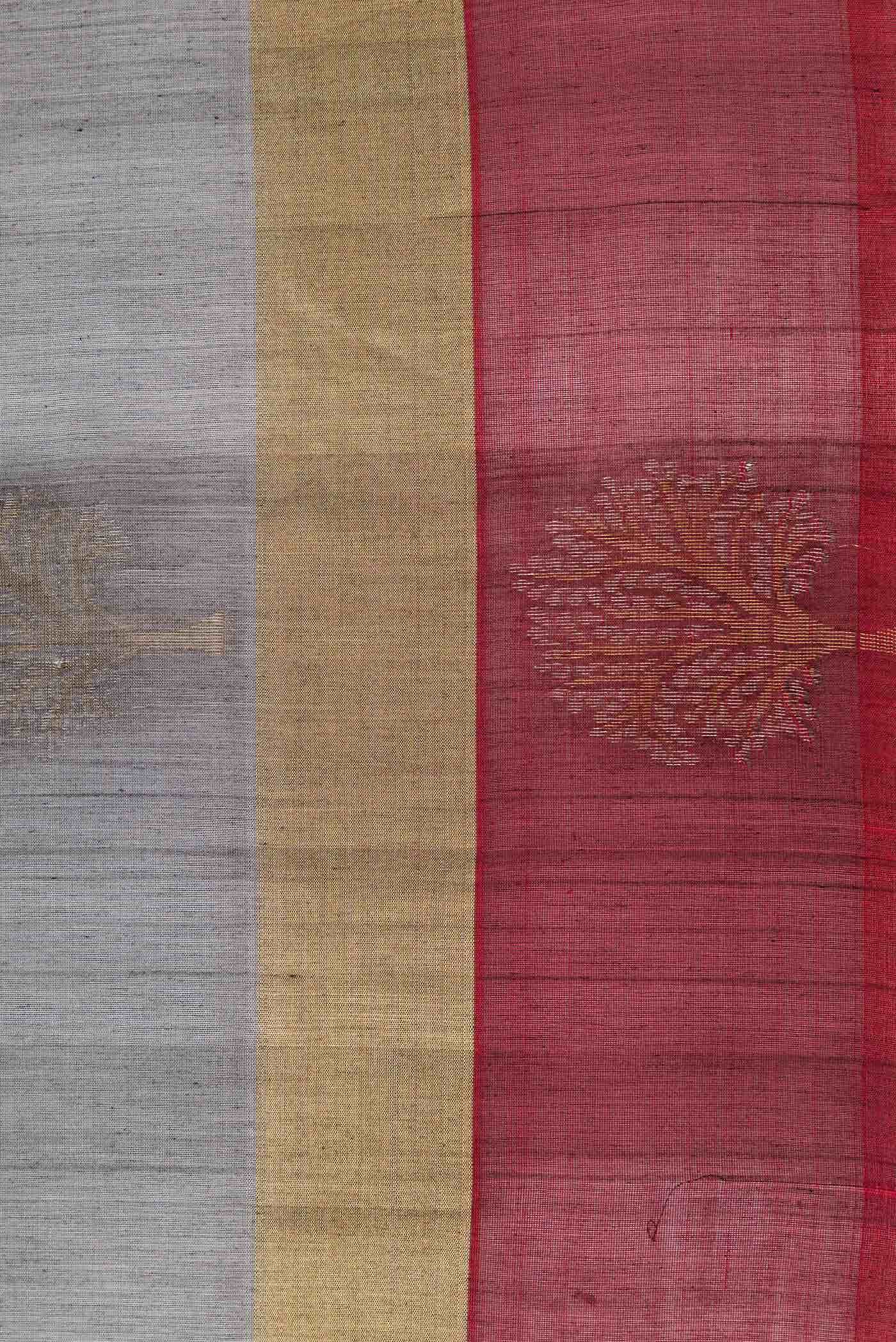 Grey Dual Tone Silk Cotton Saree - Image 3