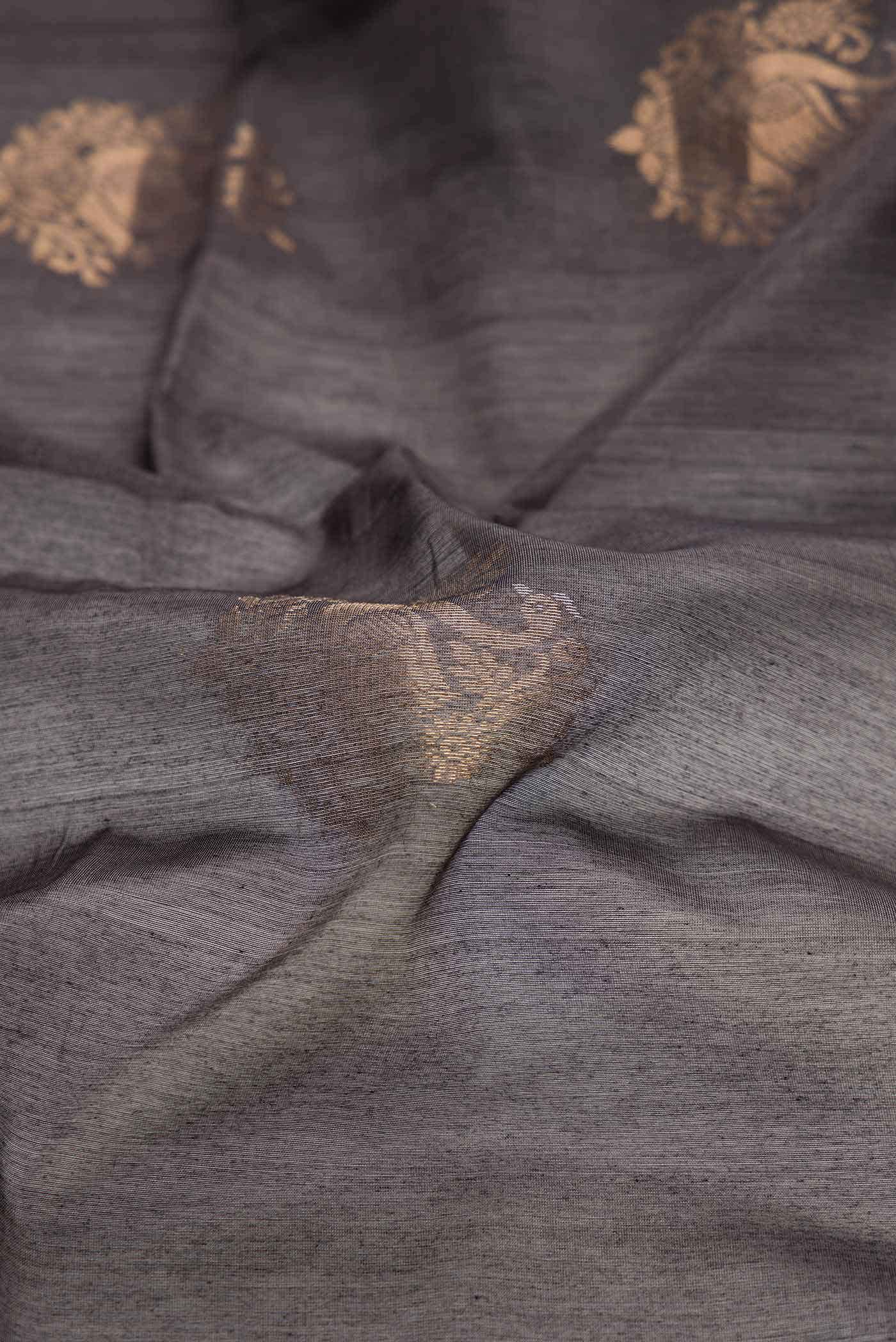 Grey Dual Tone Silk Cotton Saree - Image 2