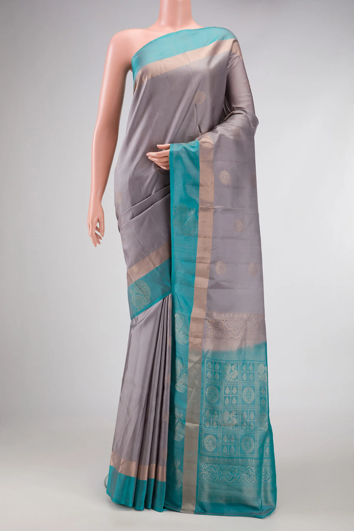 Grey Soft Silk Saree
