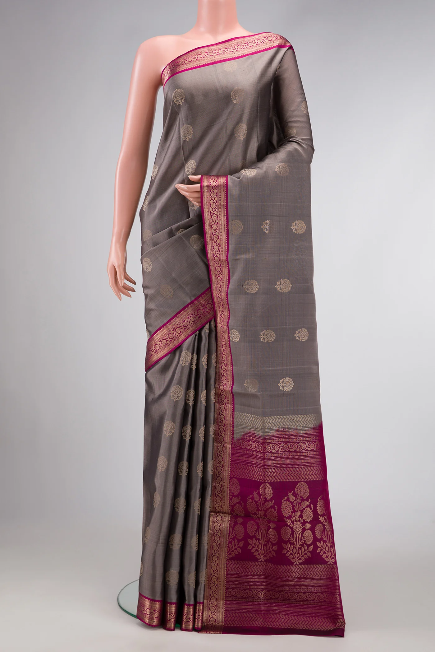 Grey Soft Silk Saree