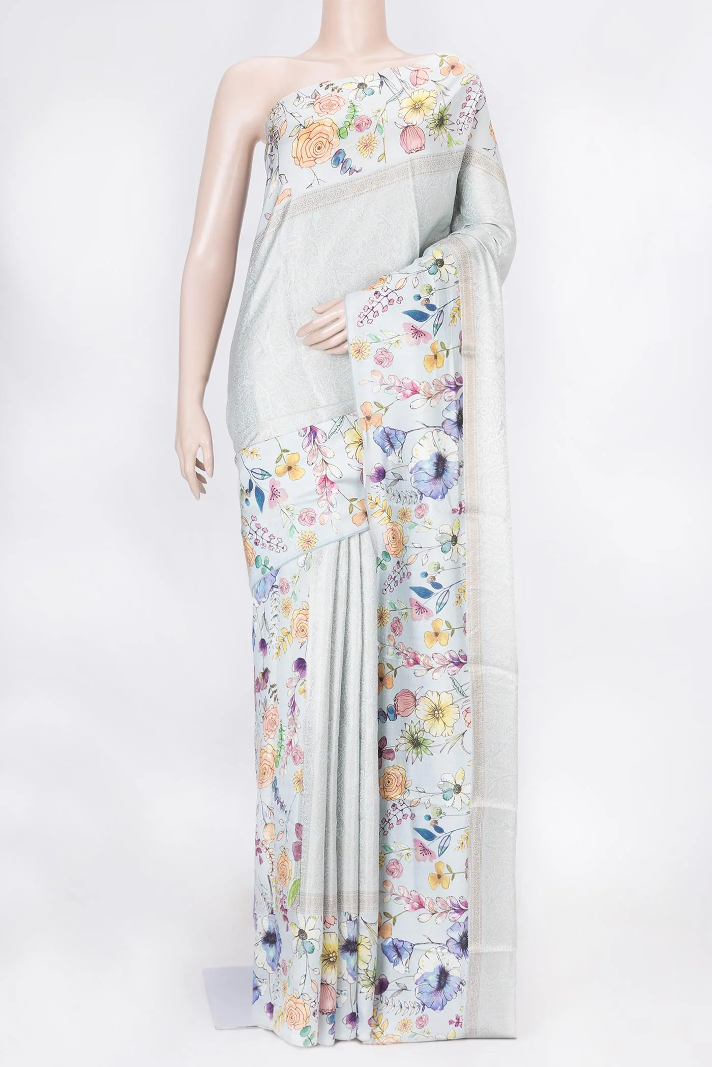 Grey Dual Tone Tussar Saree