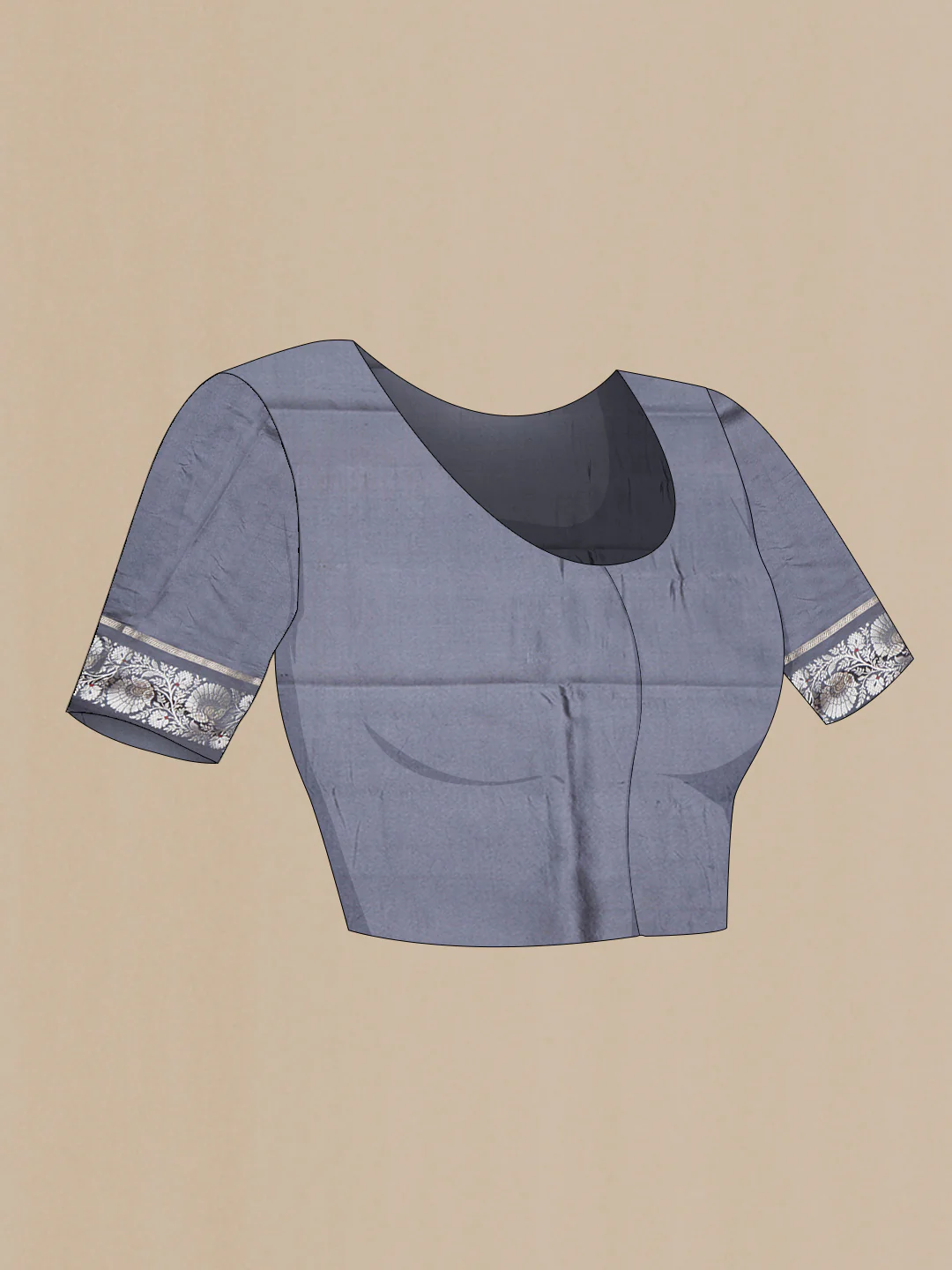 Grey Banarasi Raw Silk Saree - Image 4