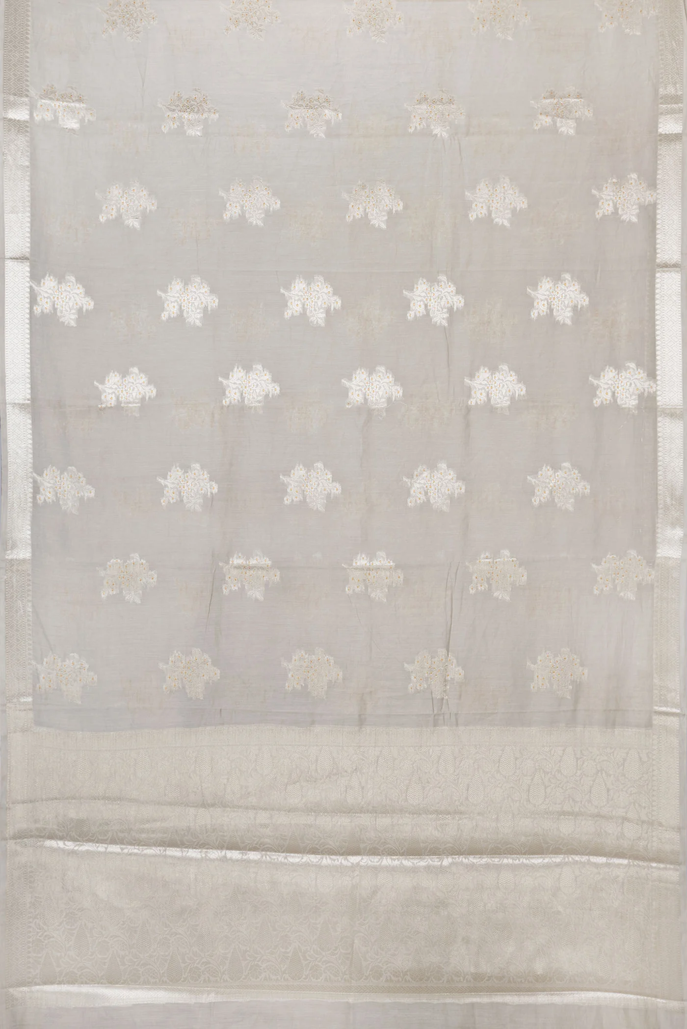 Grey Dual Tone Tussar Silk Saree - Image 3