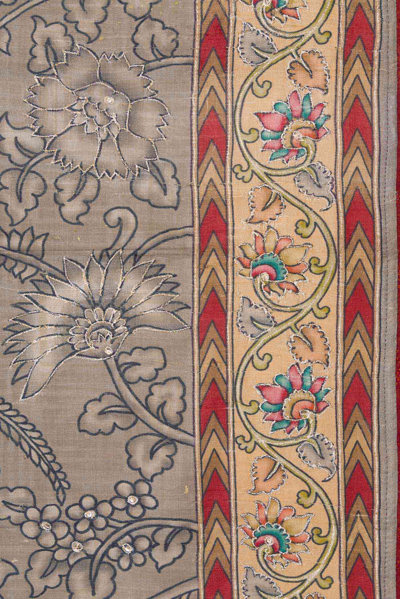 Grey Dual Tone Tussar Silk Saree - Image 3