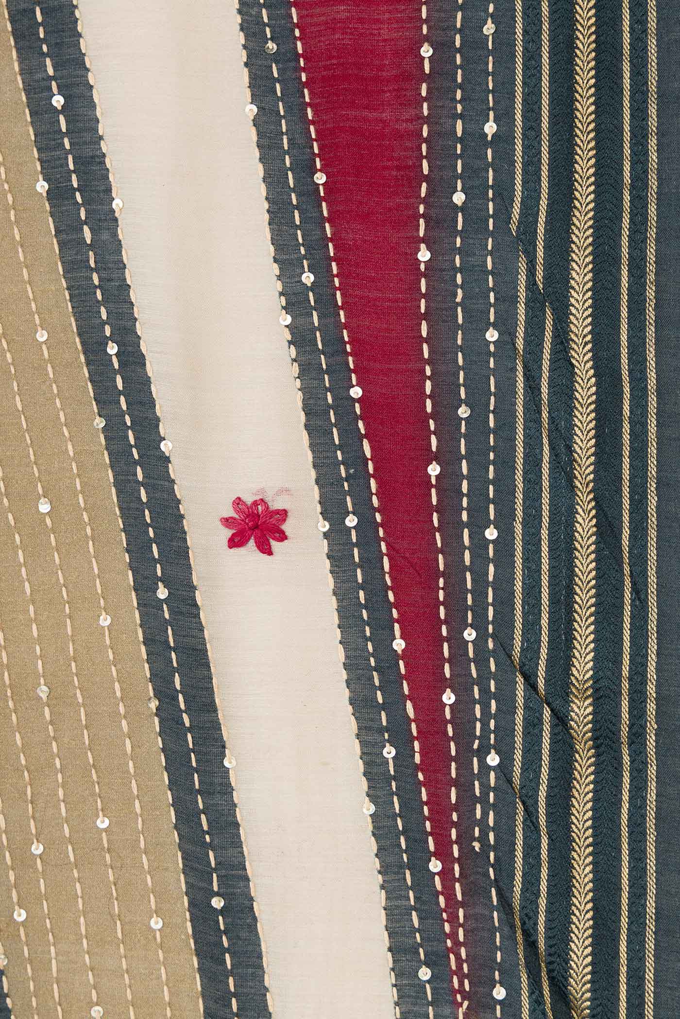 Grey Dual Tone Tussar Silk Saree - Image 3